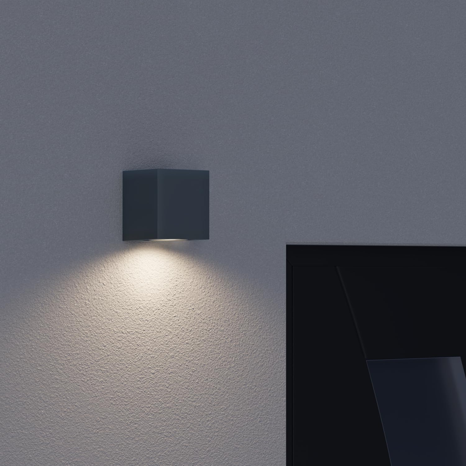 ledscom.de 8x Wandleuchte ALSE für außen, IP54, Downlight, anthrazit matt, eckig, 1x GU10 max. 35W