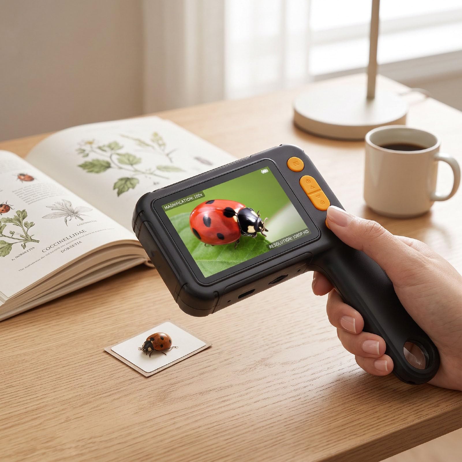 Goshyda Microscopio Digitale Portatile con Schermo da 2,8 Pollici, 8 Luci