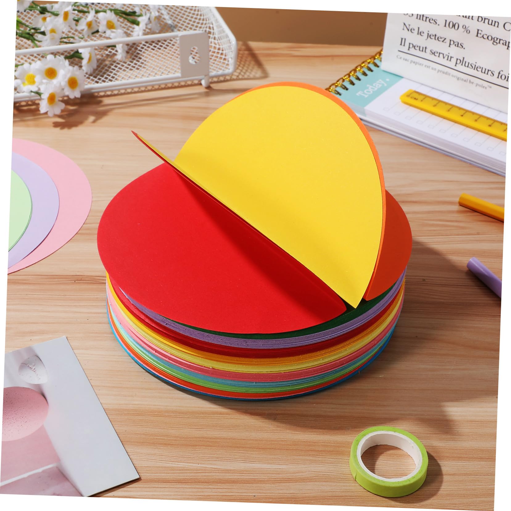 PLAFOPE Papier Origami Cartonné Rond Pastel 500 Feuilles Résistant et Facile à Plier pour Bricolage, Décoration et Emballage Présents
