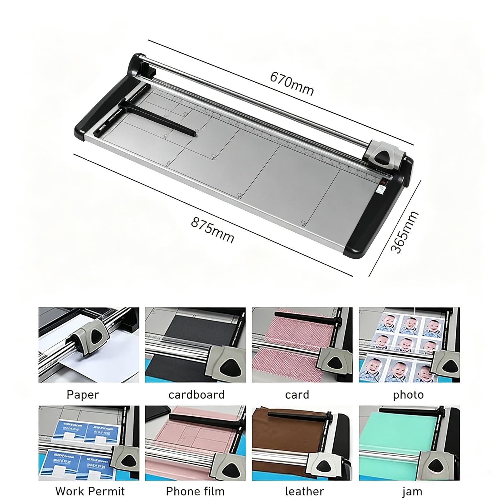 Taglierina a Ghigliottina Robusta, Rifilatrice Manuale con Scala di Precisione, Taglia fino a 15 Fogli (A4, A3, A2), per Cartone, Pelle, Pellicole Protettive, Carta Fotografica – Strumento