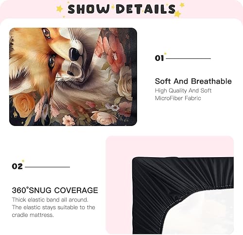 Miniatura 5 de Fitted Crib Sheets Fox Flower Floral Baby Crib Sheets for Boy & Girl Toddler Mattress Sheets 21216065