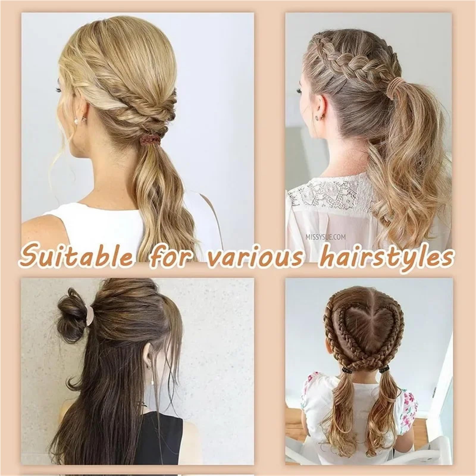 200 gomas elásticas para el pelo, para coleta, color café
