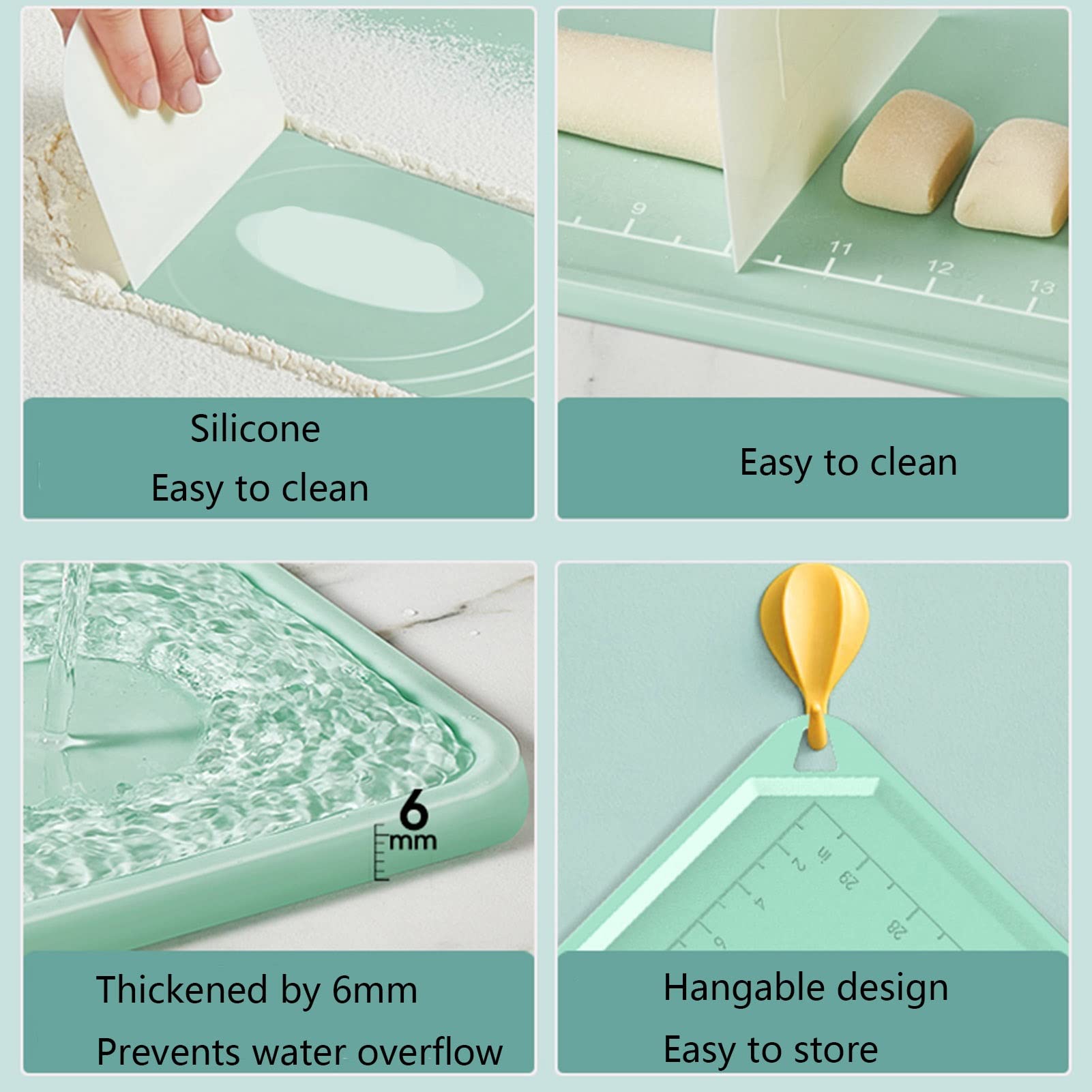 Silikon-Gebäckmatte Randerhöhung, Backmatte mit Maß, Teigausrollmatte, Ofeneinlage, for Thekenmatte, Fondantmatte (Color : Purple, Size : 40 * 60CM)
