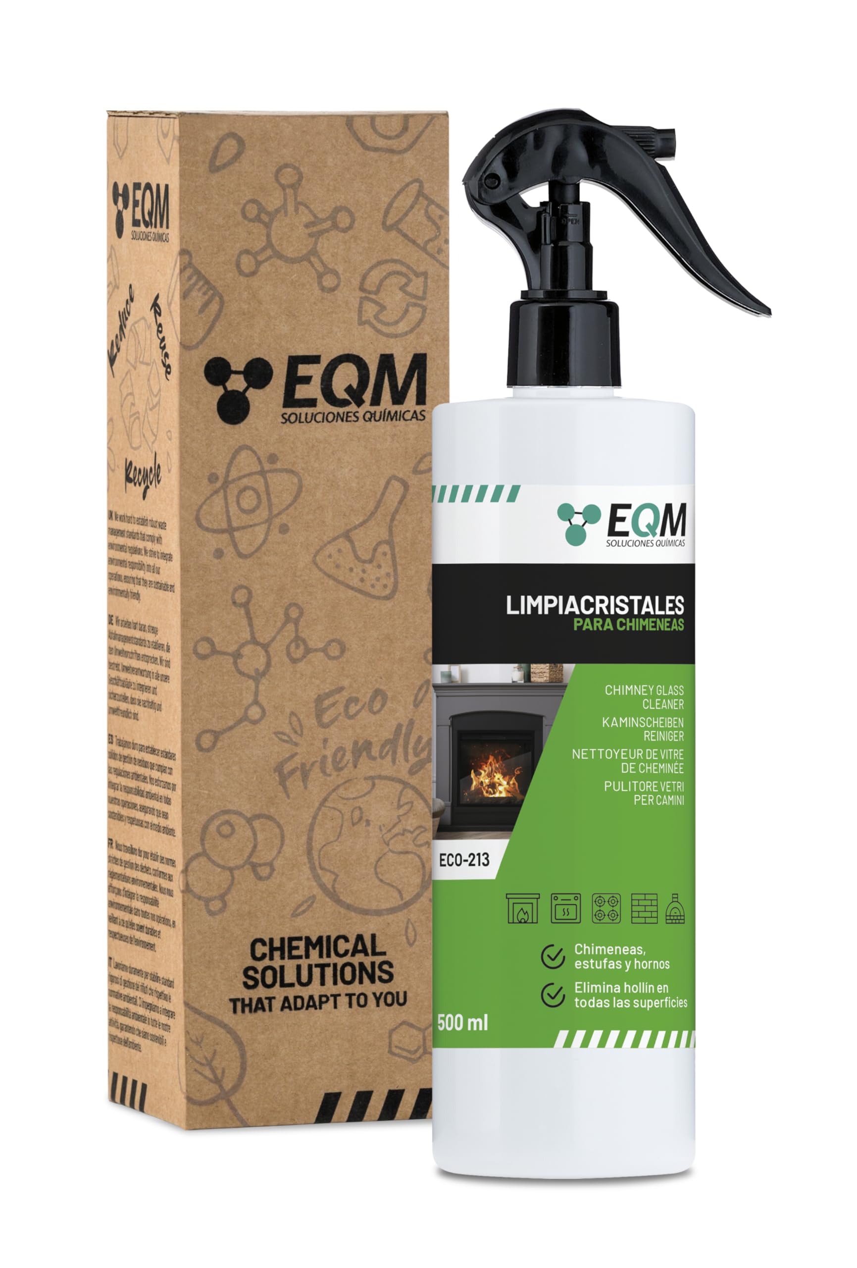 EQM - ECO-213 - Limpiacristales para Chimeneas, Estufas y Hornos - 5L - Limpia las manchas de humo y vaho de los cristales - Elimina hollín, limpia ladrillos y otras superficies expuestas al fuego — view 9