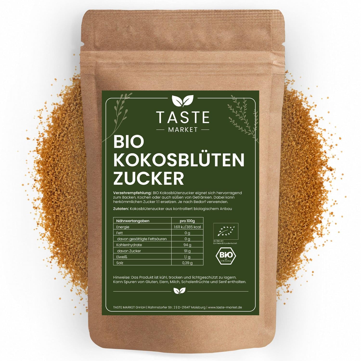 10 kg BIO Kokosblütenzucker aus kontrolliert biologischem Anbau | Zuckerersatz | natürlicher Zucker | Kokosblüten