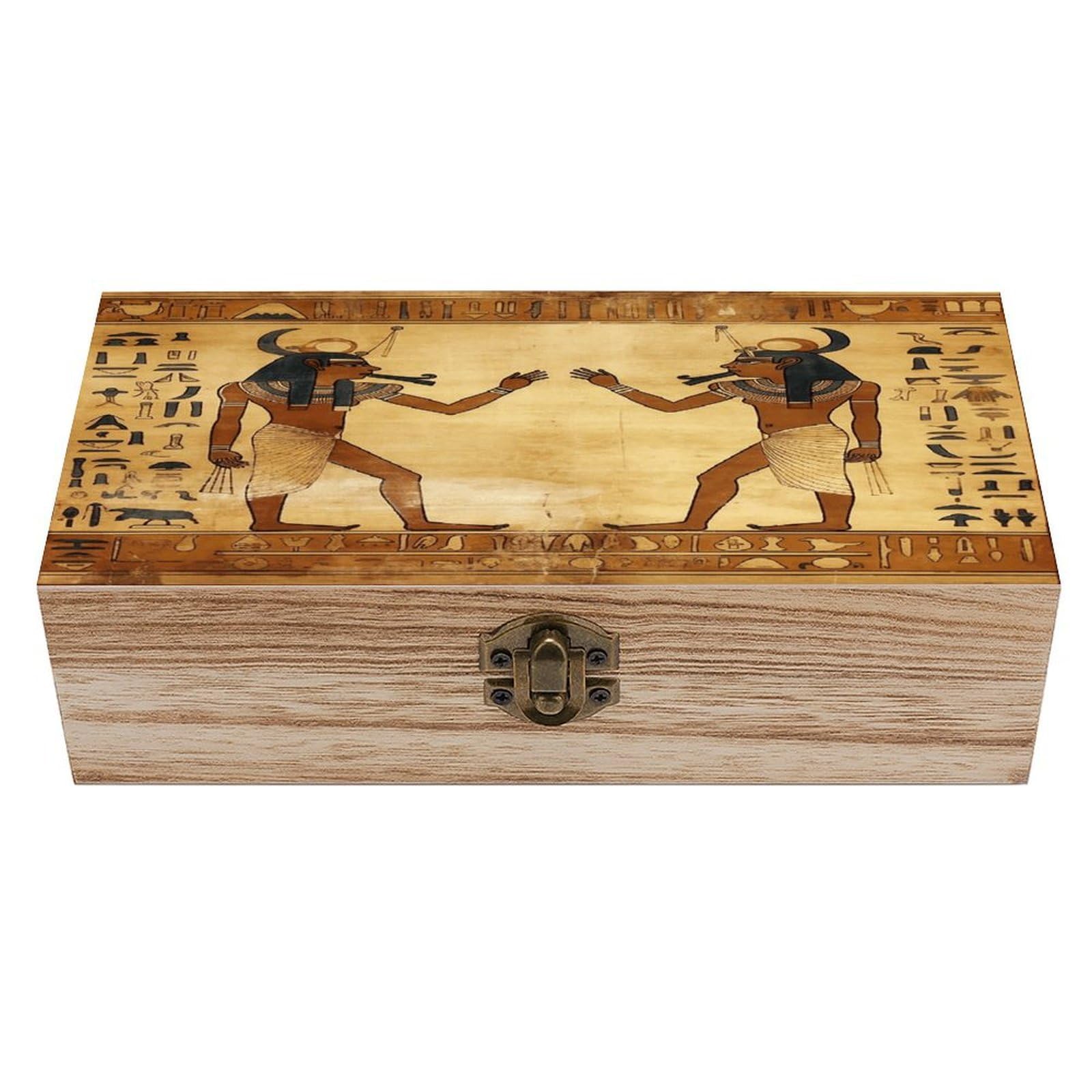 VstaDank Ancient Egyptian Wooden Storage Box Wooden Keepsake Box with A Hinged Lid Fashion Memory Treasure Boxes Decorative Jewelry Case for Crafts Photo Home Decor Wood Gift Box