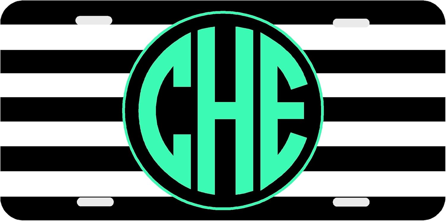 Express Tags Personalized Monogrammed License Plate Stripes