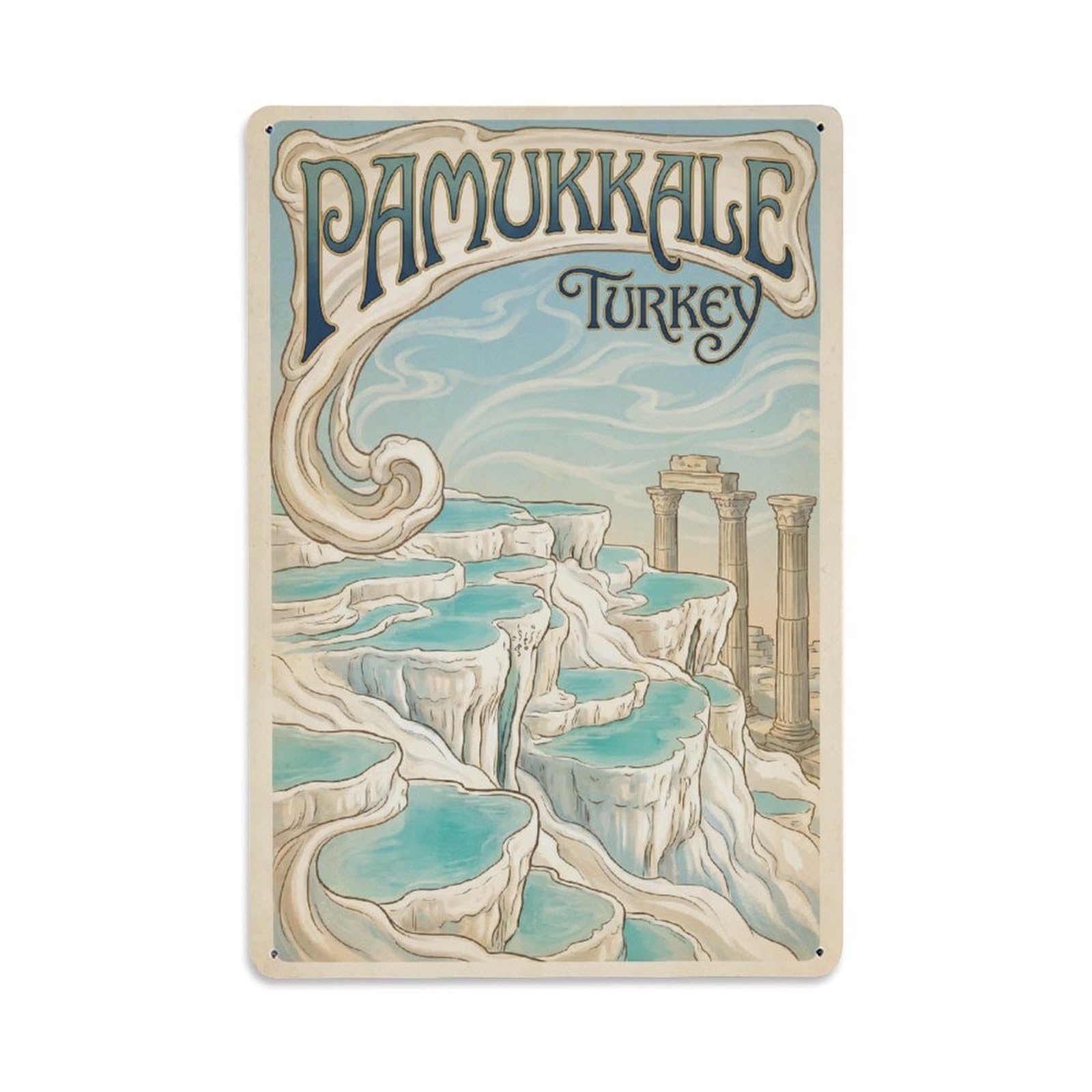 Metal Tin Sign Retro Turkey Pamukkale Travel