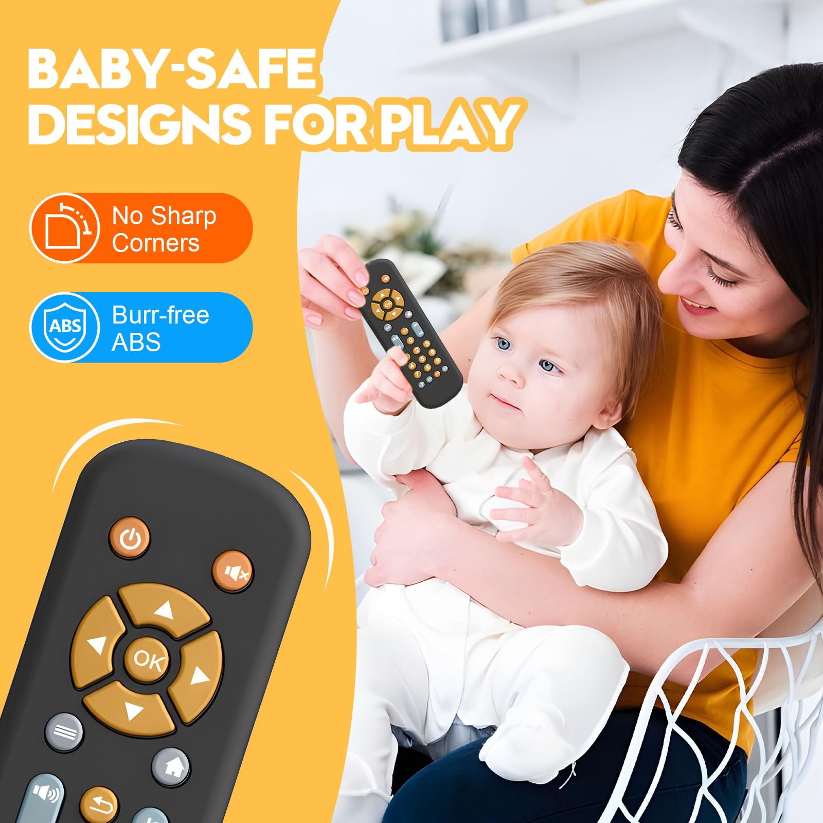 CotriYeecoX Baby Remote Control Toy - Lifelike TV Controller for Toddlers with Lights Sounds & Music, 3 Languages? Educational Gift for 18 Months+ Baby Boys & Girls - Toy Remote