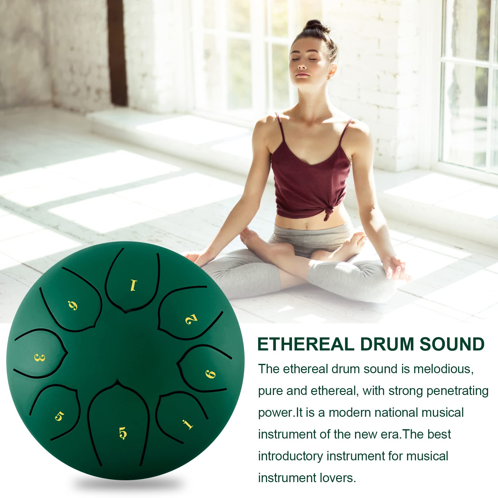 Steel Tongue Drum,6 Pollici 8 Note Do Maggiore Accordato Tamburi in Acciaio,Strumento a Percussione con Bacchette per Tamburi Carry Bag Note Sticks per Meditazione Yoga Zazen Sound Healing