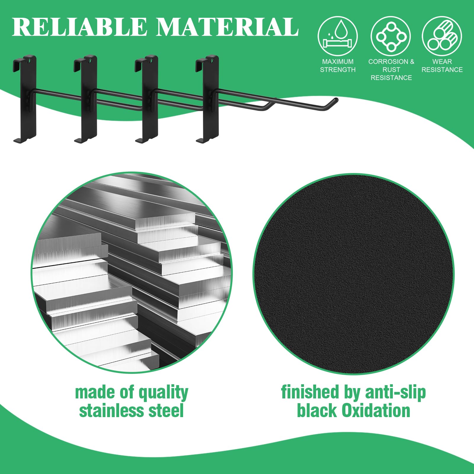 Set di 40 ganci assortiti da 15,2 cm, griglia in metallo nero, ganci per appendere pannelli da parete, per garage, negozi, magazzini, diametro del filo 5 mm