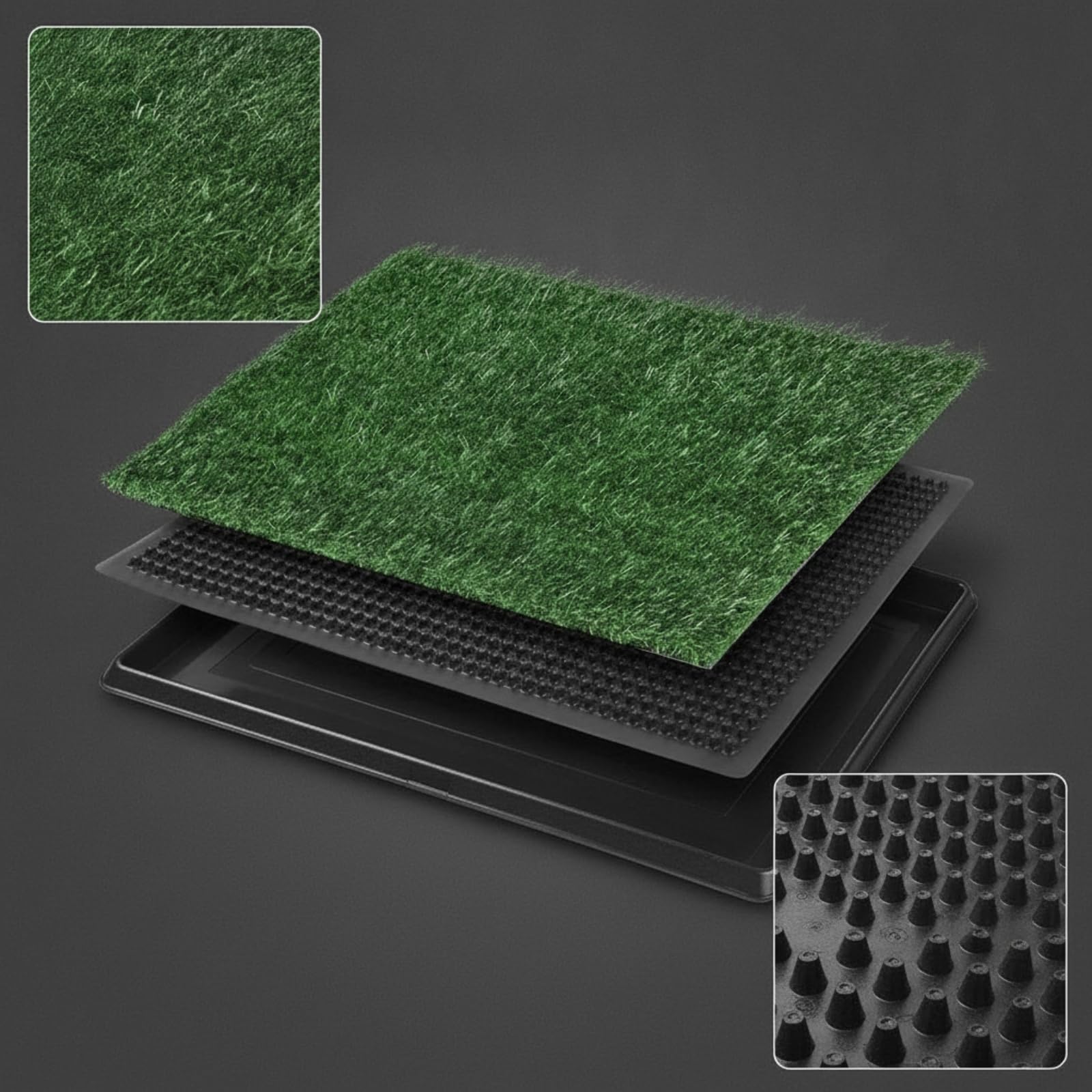 Tapis Propreté avec Gazon Synthétique, 16x20 Pouces, Style to 1 | Lavable, Drainant, Litière, pour Appartement, Chiots