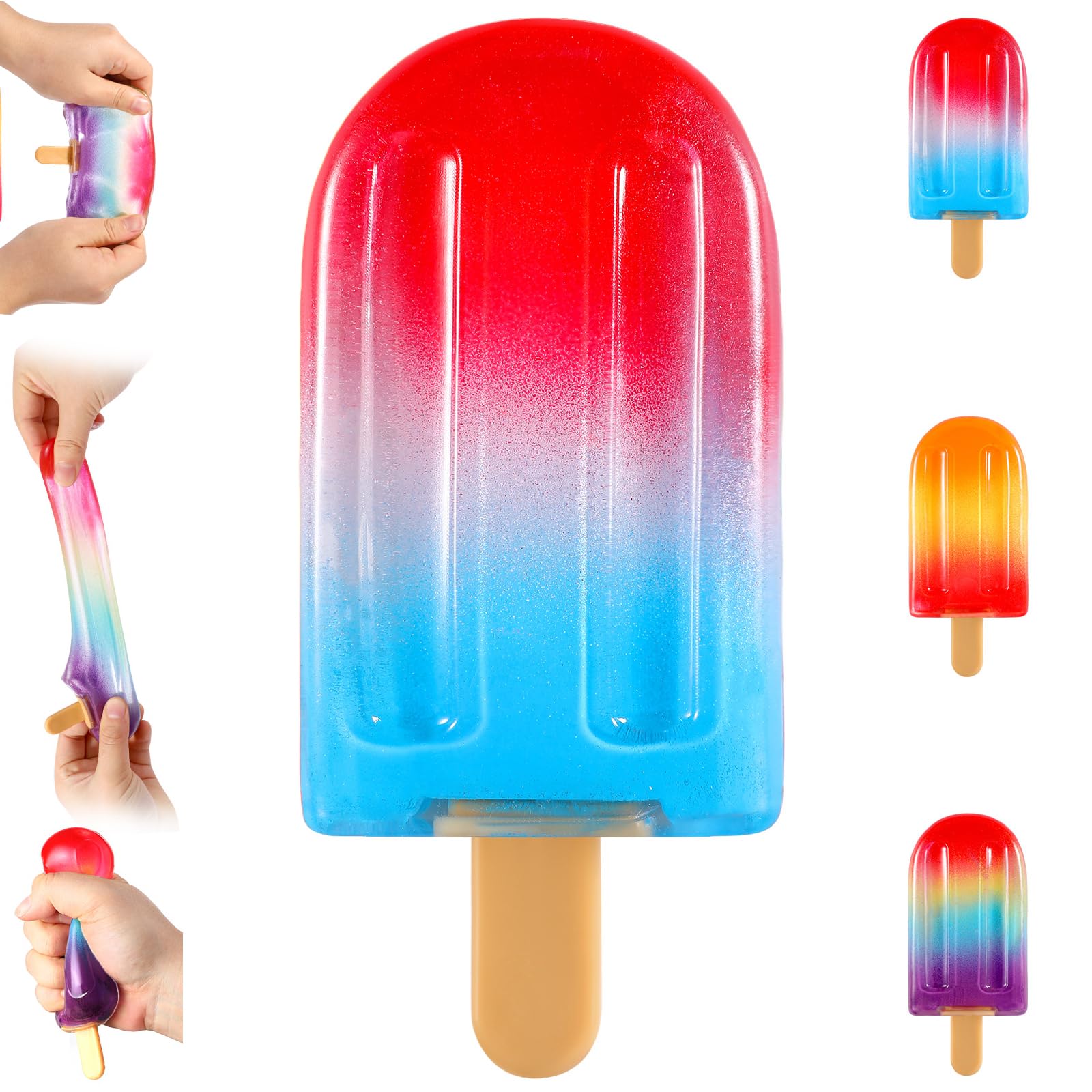 Sugar Popsicle Ice Cream Squishy Squeeze Toys | Slow Rising Sensory Travel Squishies for Stress Relief Anxiety, Party Favors Birthday Gift for Kids Adults