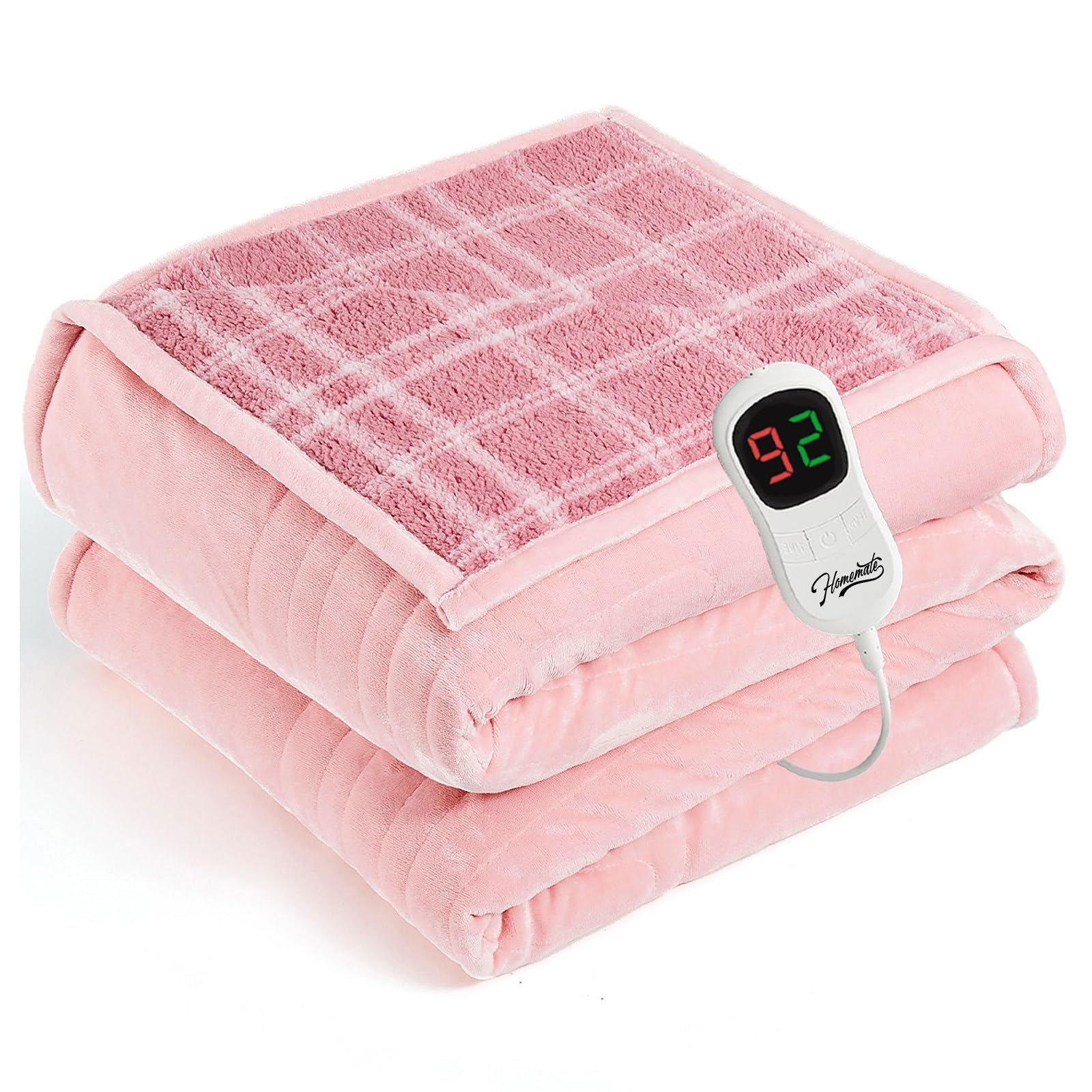 Homemate Electric Blanket Corded Heated Throw 8HR Timer Overheat Protection