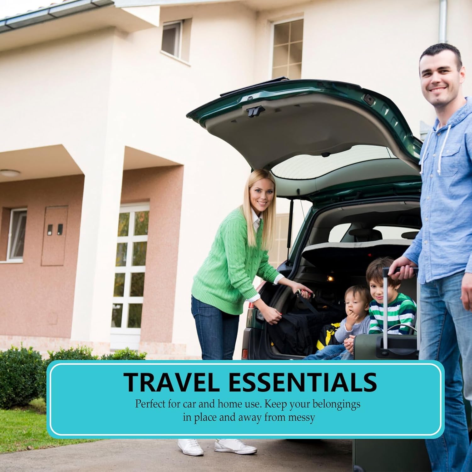 Cabilock Foldable Car Storage Box with Wooden Lid Small Car Trunk Organizer Container for Vehicle Storage and Auto Accessories