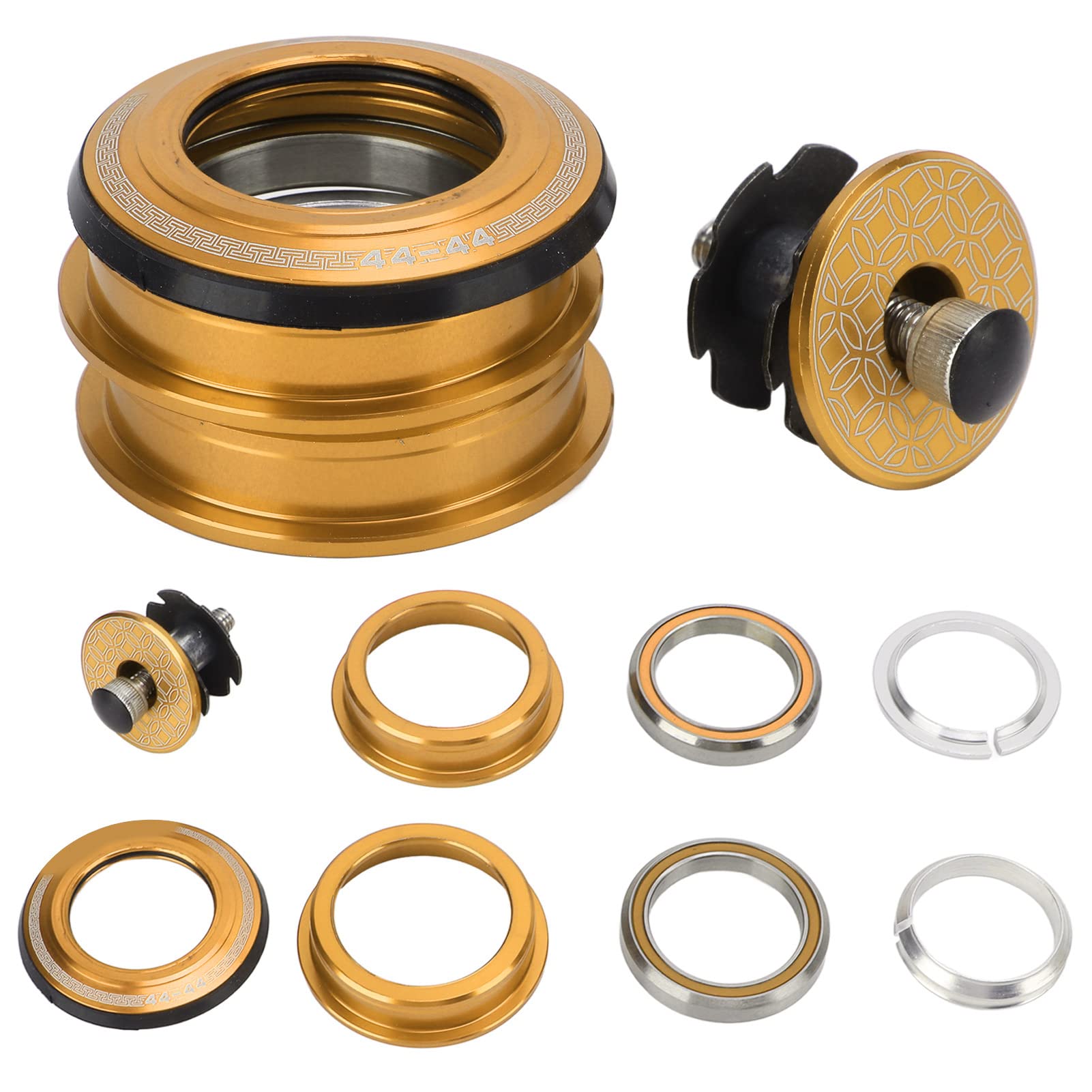 VGEBY Headset, 44mm Headset Double Bearings Mountain Front Fork Stem Headset for Cycling(Gold)