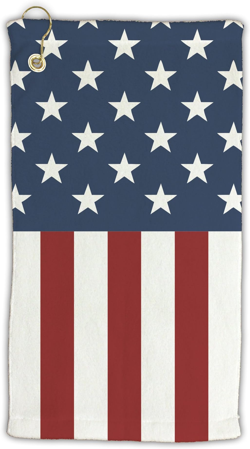 TOOLOUD Stars and Stripes American Flag Micro Terry Gromet Golf Towel 15" x 22" All Over Print