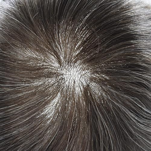 Miniatura 5 de Pieza de pelo para hombre, tupé de piel ultrafina para hombres, cabello humano con bucle en V para hombres, postizo para hombres, sistema de cabello