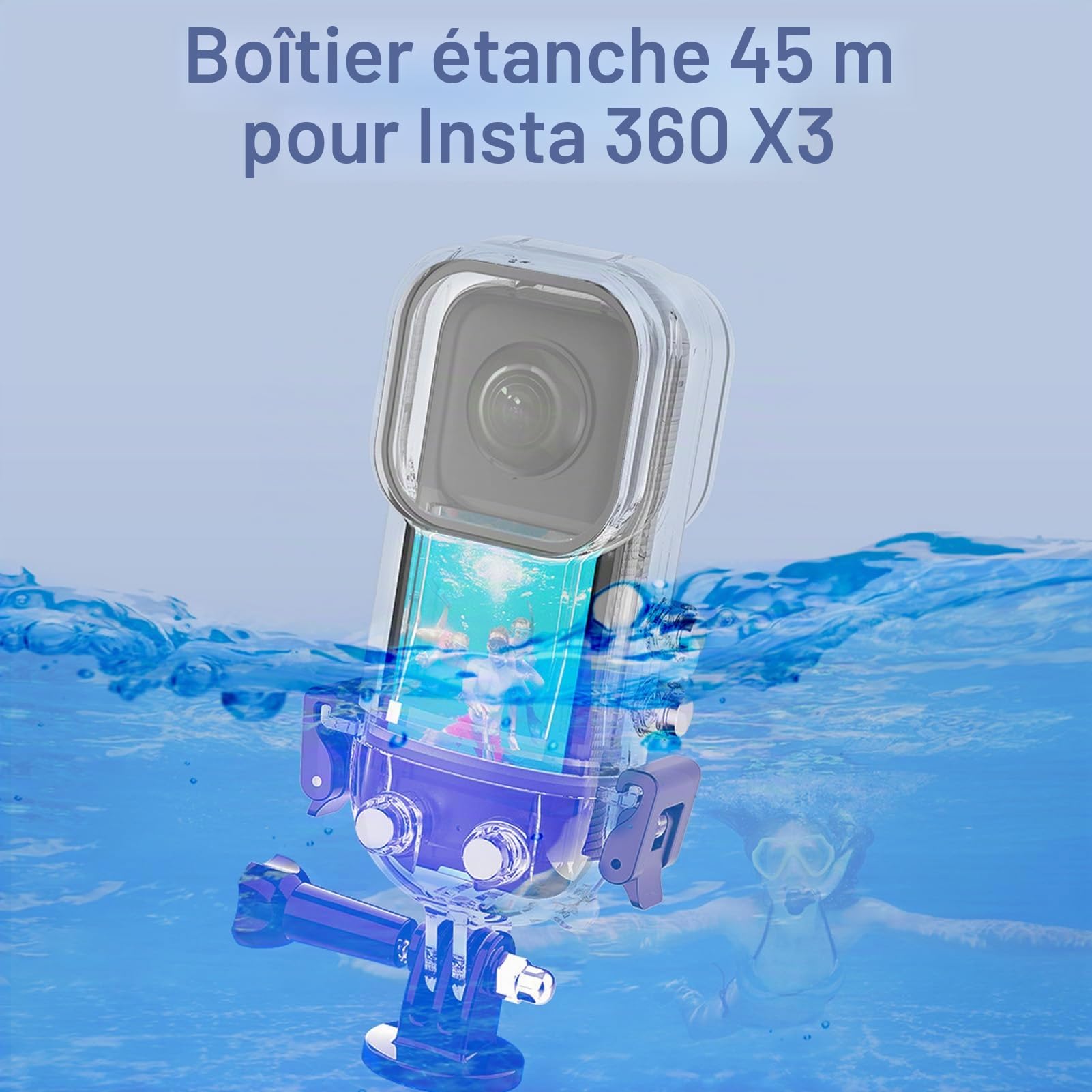 Étui de Plongée pour Caméra d'action X3, Boîtier de Plongée sous-Marine pour X3, Boîtier de Photographie avec Support, étanche jusqu'à 45 M