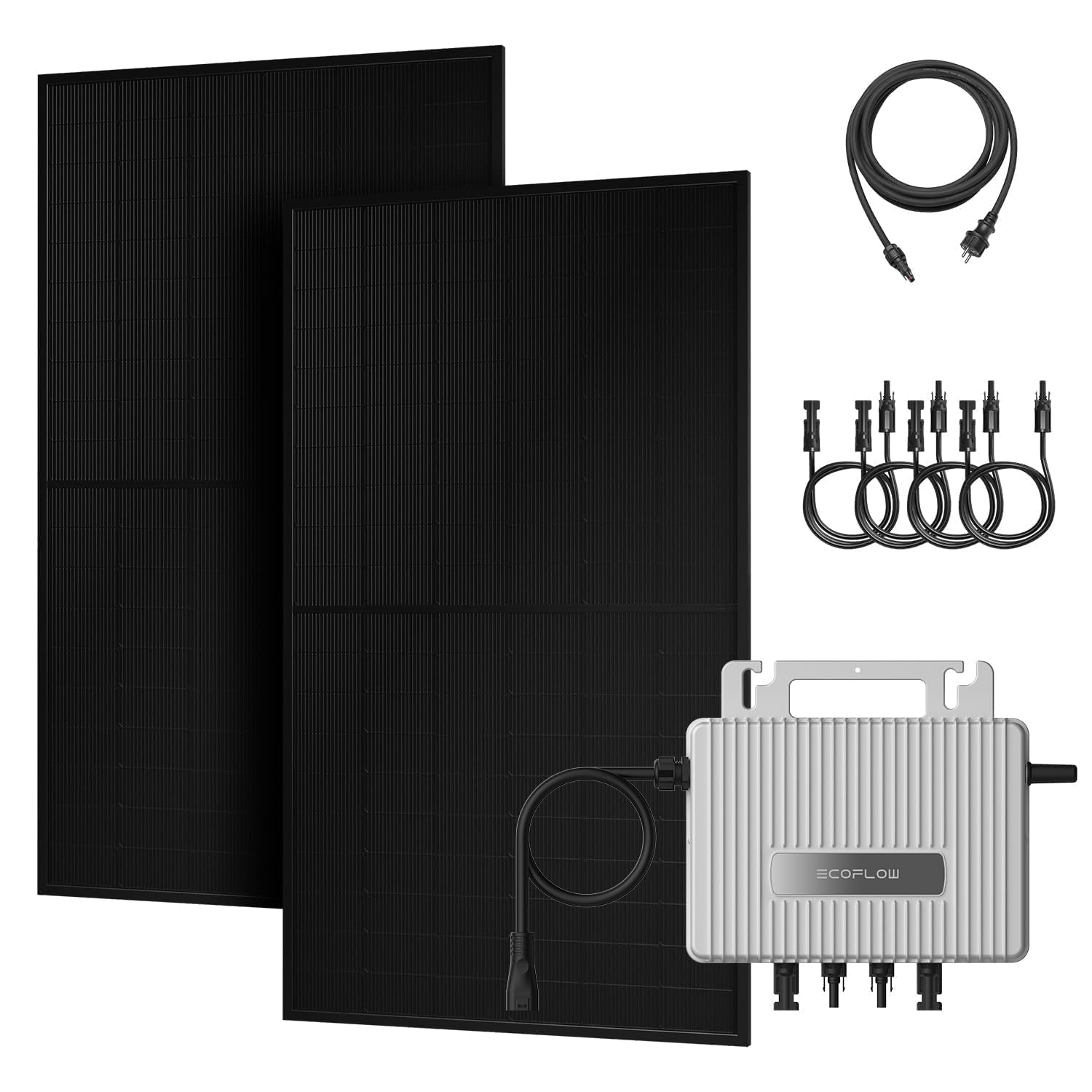 Powerness® 1000Wp Balkonkraftwerk Basic Kit – EcoFlow STREAM 800W Mikro-Wechselrichter, 2× 500W Full Black Bifaziale Solarmodule, App-Steuerung & Plug&Play (0% MwSt)