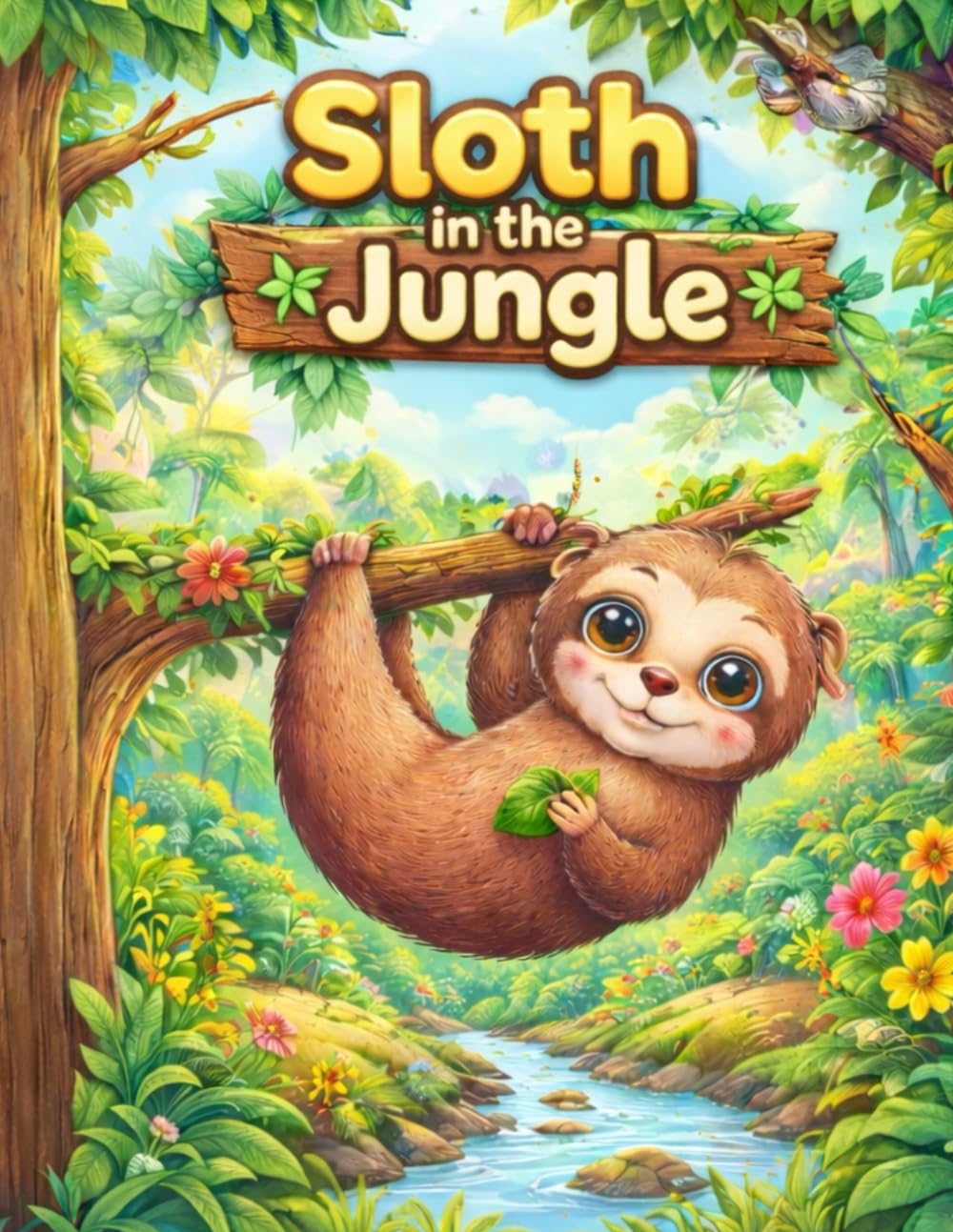 Sloth in the jungle coloring book: Mind relax coloring book for adults