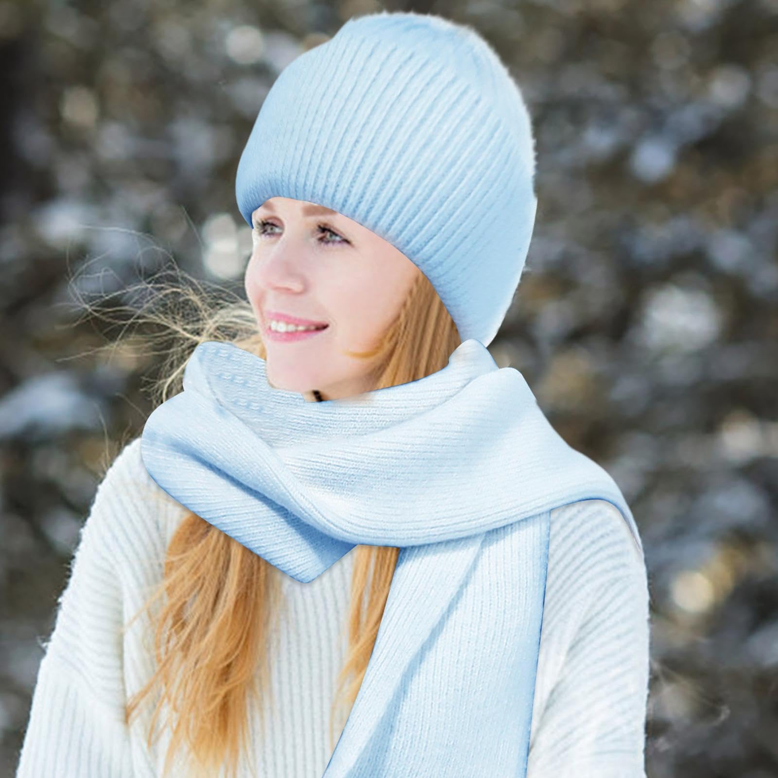 Zestaw czapek i szalików, zimowe ciepłe szaliki dla kobiet, przenośny zestaw szalików, wielofunkcyjne czapki typu beanie do noszenia na co dzień, kemping