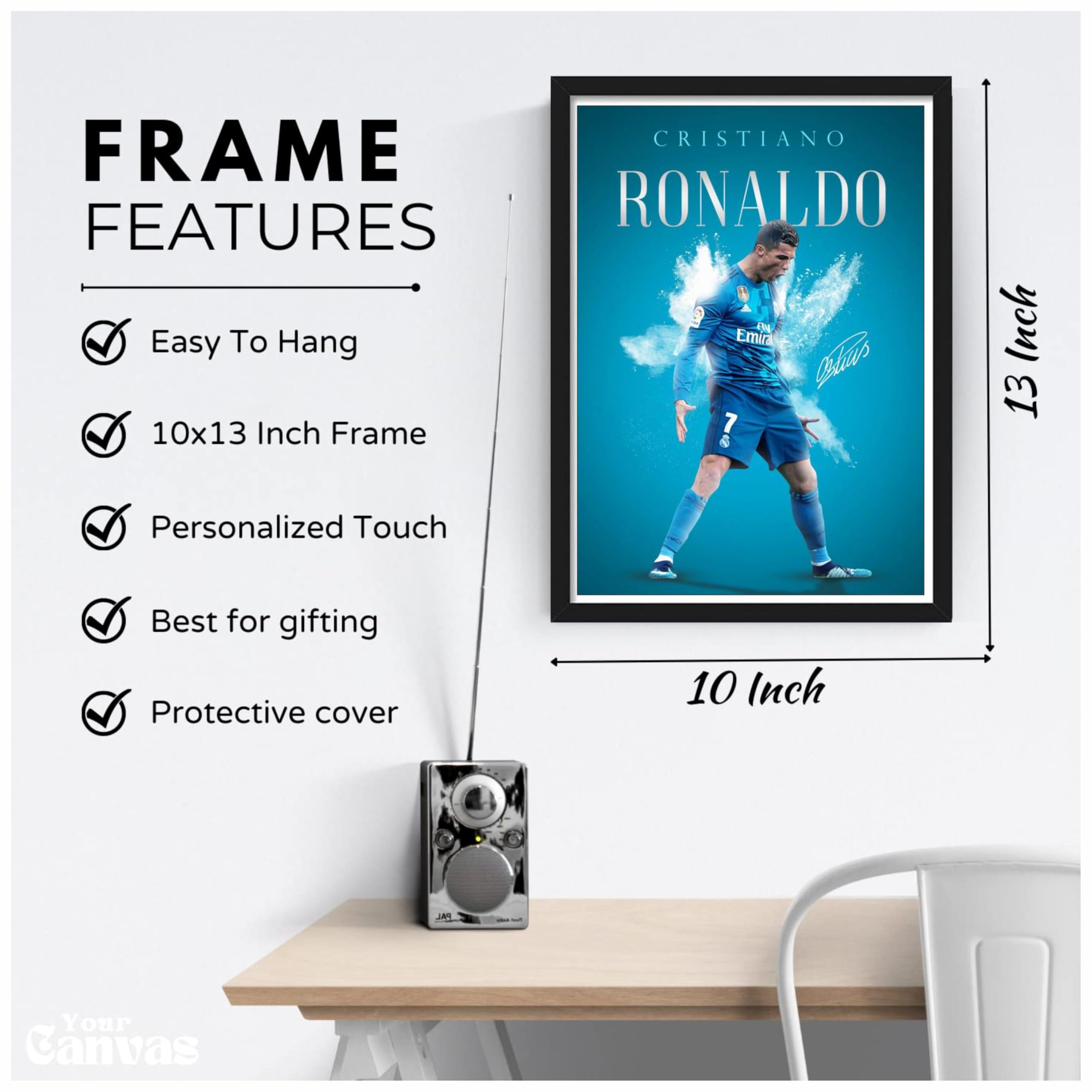 LOBBY ART Motivational Quotes Photo Frame for Home & Office Decor | Inspirational Wall Art Poster | Positive Thinking Quote | Framed Wall Hanging Gift for Men & Women (Cristiano Ronaldo 2) 3