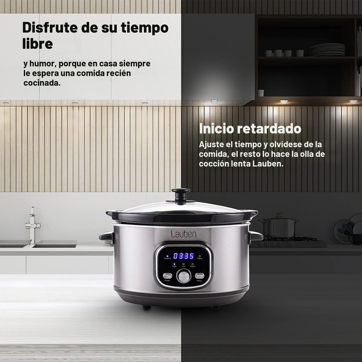 Lauben Slow Cooker 3500SB 3,5L - Cocina lenta con tecnología Thermeffect® SlowHeat®