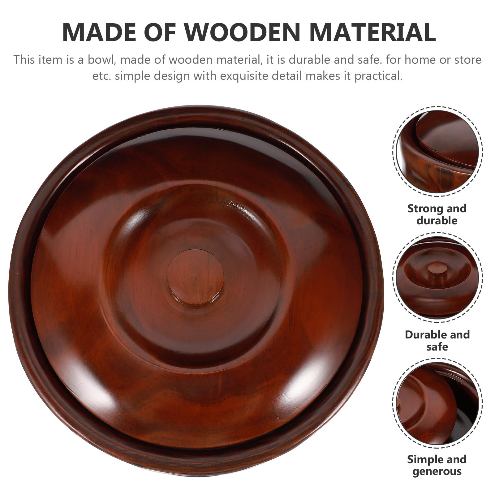 Bol de Madera con Tapa para Snacks y Frutas, Cuenco Resistente para Cocina y Aperitivos, Diseño Práctico y Elegante para Uso Diario