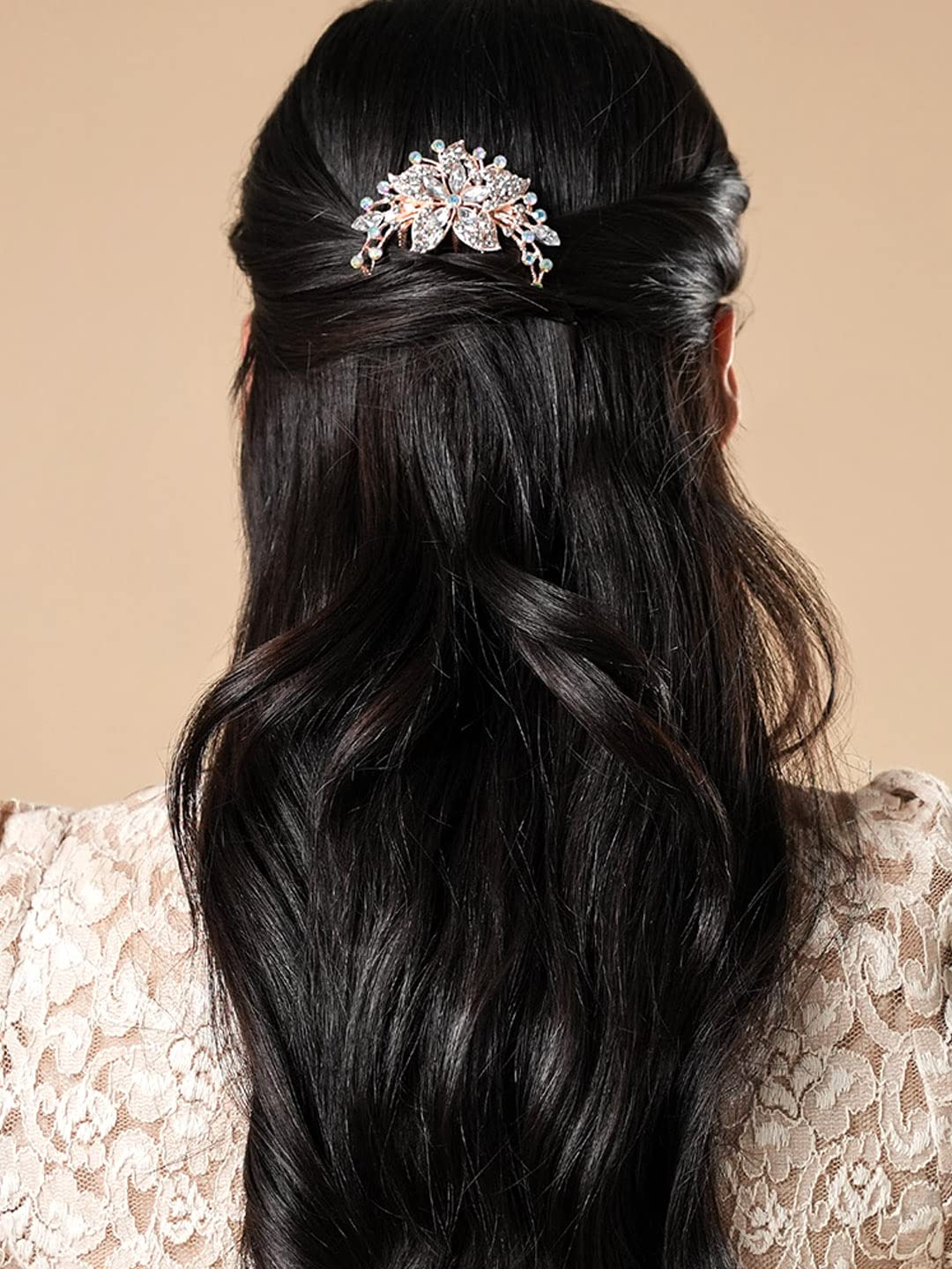 Yellow Chimes Comb Pin for Women Hair Accessories for Women Floral Comb Clips for Hair for Women Western Crystal Hair Pin Bridal Hair Accessories for Wedding Side Pin / Comb Pin / Juda Pin Accessories for Women 1