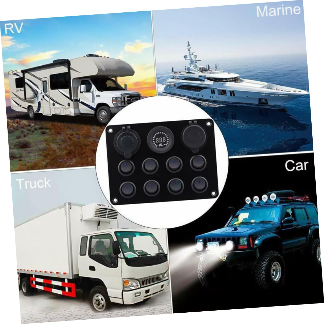 OUNONA 1set Cat-Eye Panel Dual USB Charger Rocker Digital Voltage Display for Rvs Boats and Vehicles Design