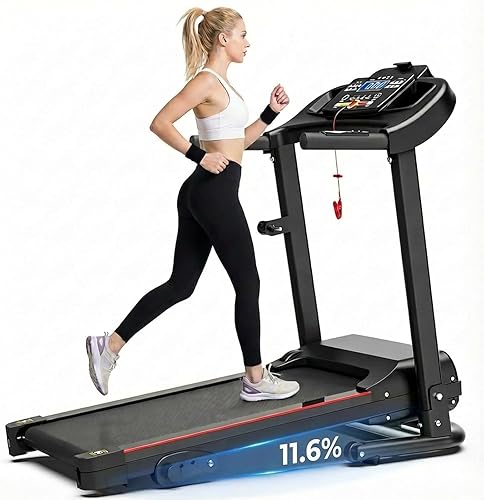 Caminadora plegable para el hogar, pequeña almohadilla portátil para caminar, capacidad de 300 libras, mini caminadora plegable eléctrica con 12