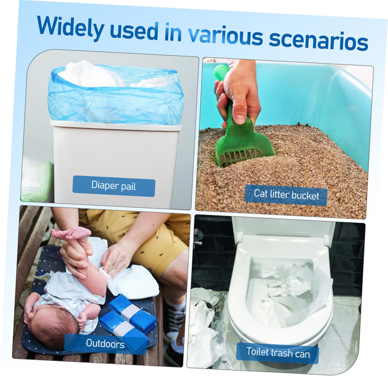 GRIRIW Baby Diaper Storage Bags 5 Rolls Diaper Garbage Pouches Thickened Pe Leakproof Home Car Use