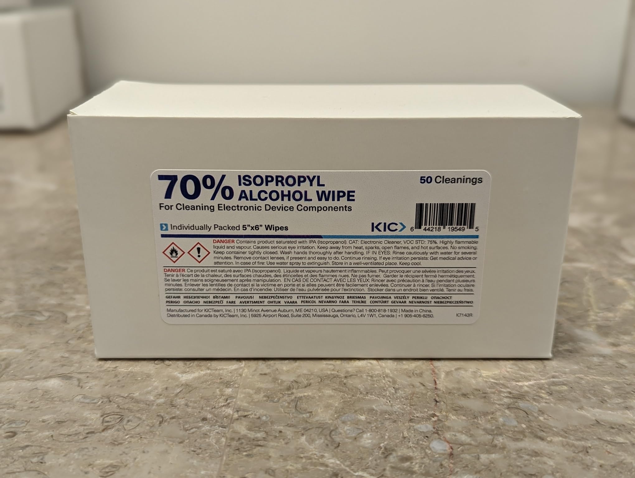 KICTeam - Toallitas de limpieza electrónicas 70% IPA (50 toallitas) - Presaturadas