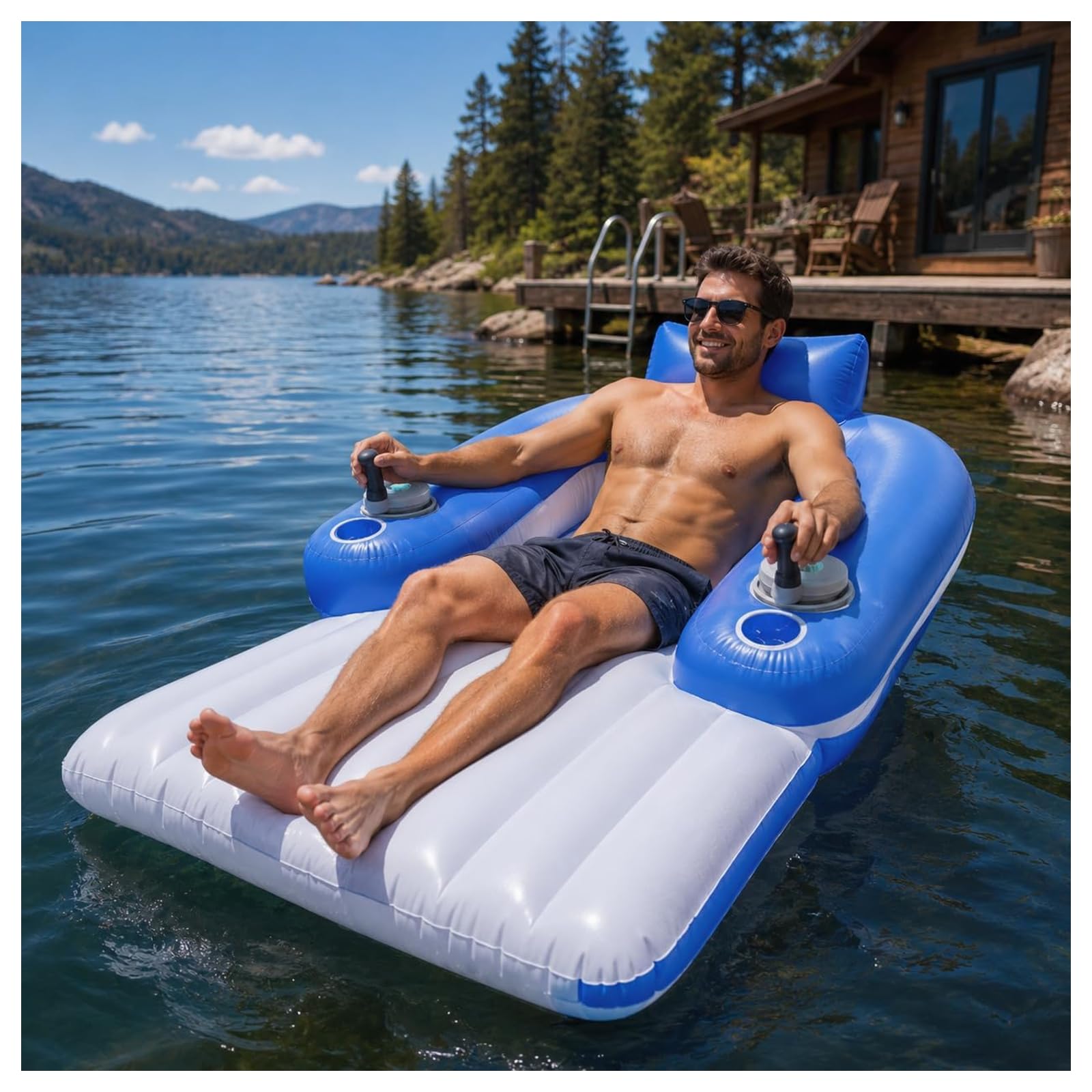 ZHENYUWANG Electric Pool Float for Adults Rectangular