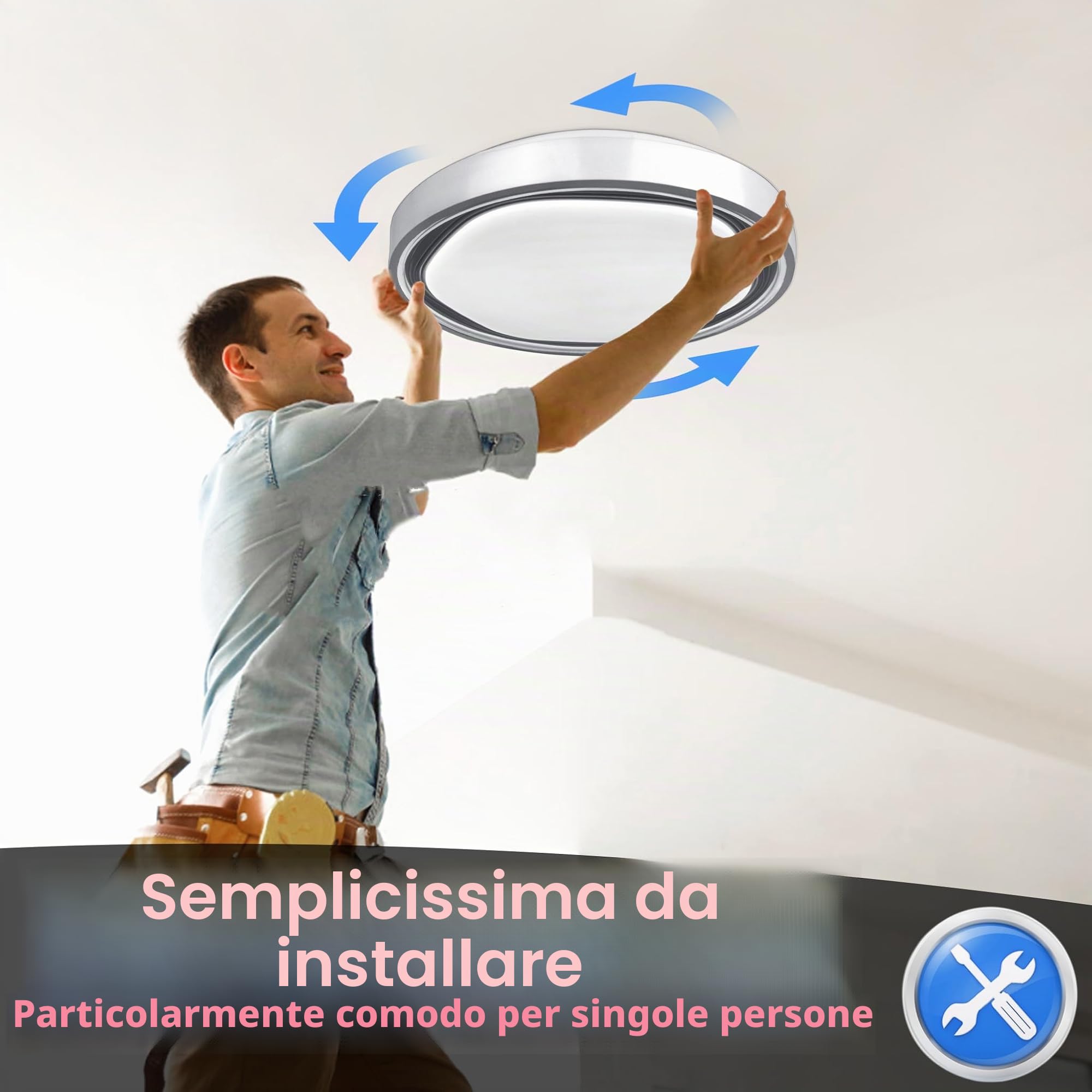 YRHome 60W Lampada da soffitto LED Lampada da soffitto in acrilico Ø50CM Dimmerabile RGB con telecomando 2800-6500K Illuminazione da soffitto creativa rotonda per camera da letto, soggiorno, cucina