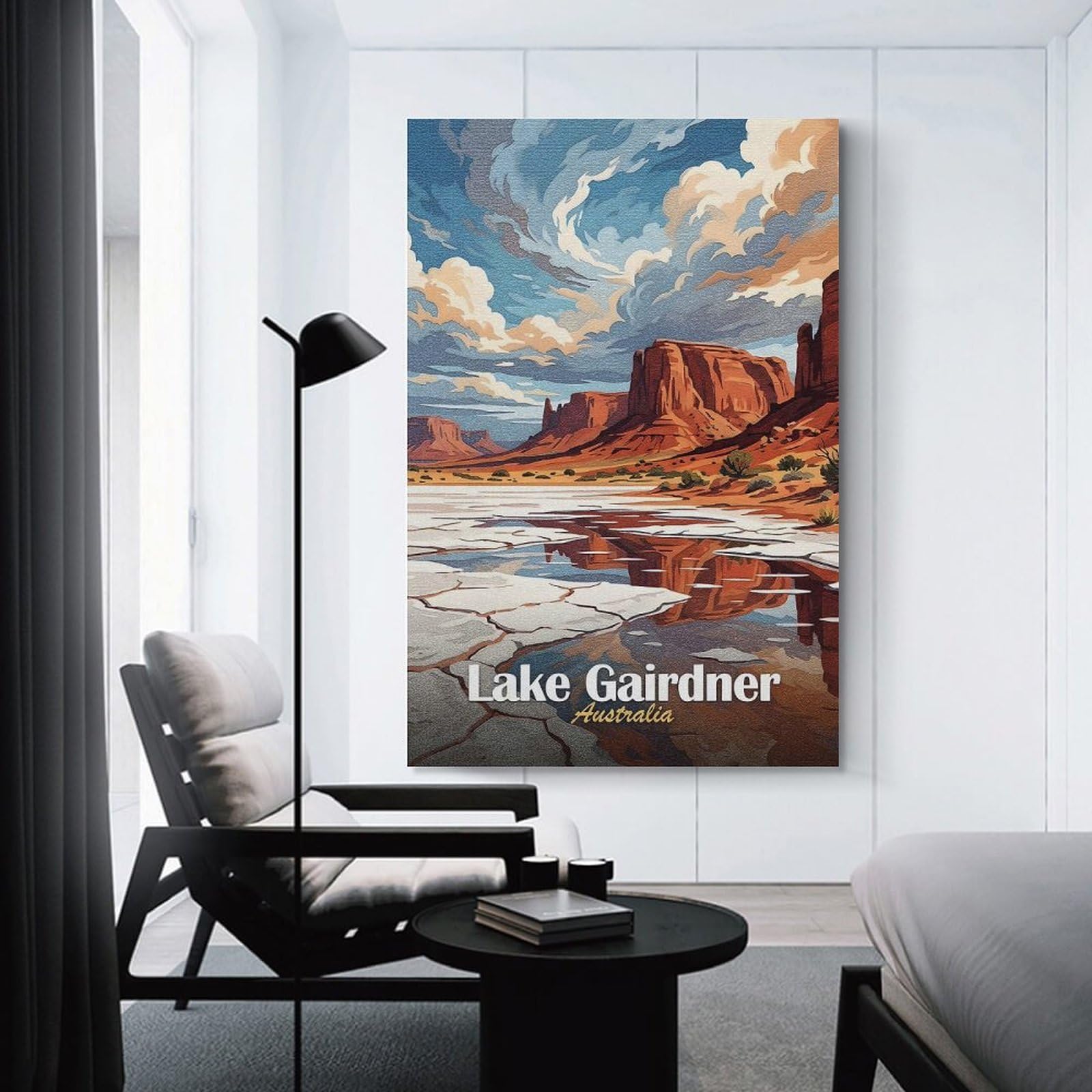 Junmoney Lake Gairdner Australia Travel Decorative Canvas Print, 24x36inch(60x90cm), for New Home Styling, Lounge Or Bedroom, Wall Decor with Flexible Room Appeal