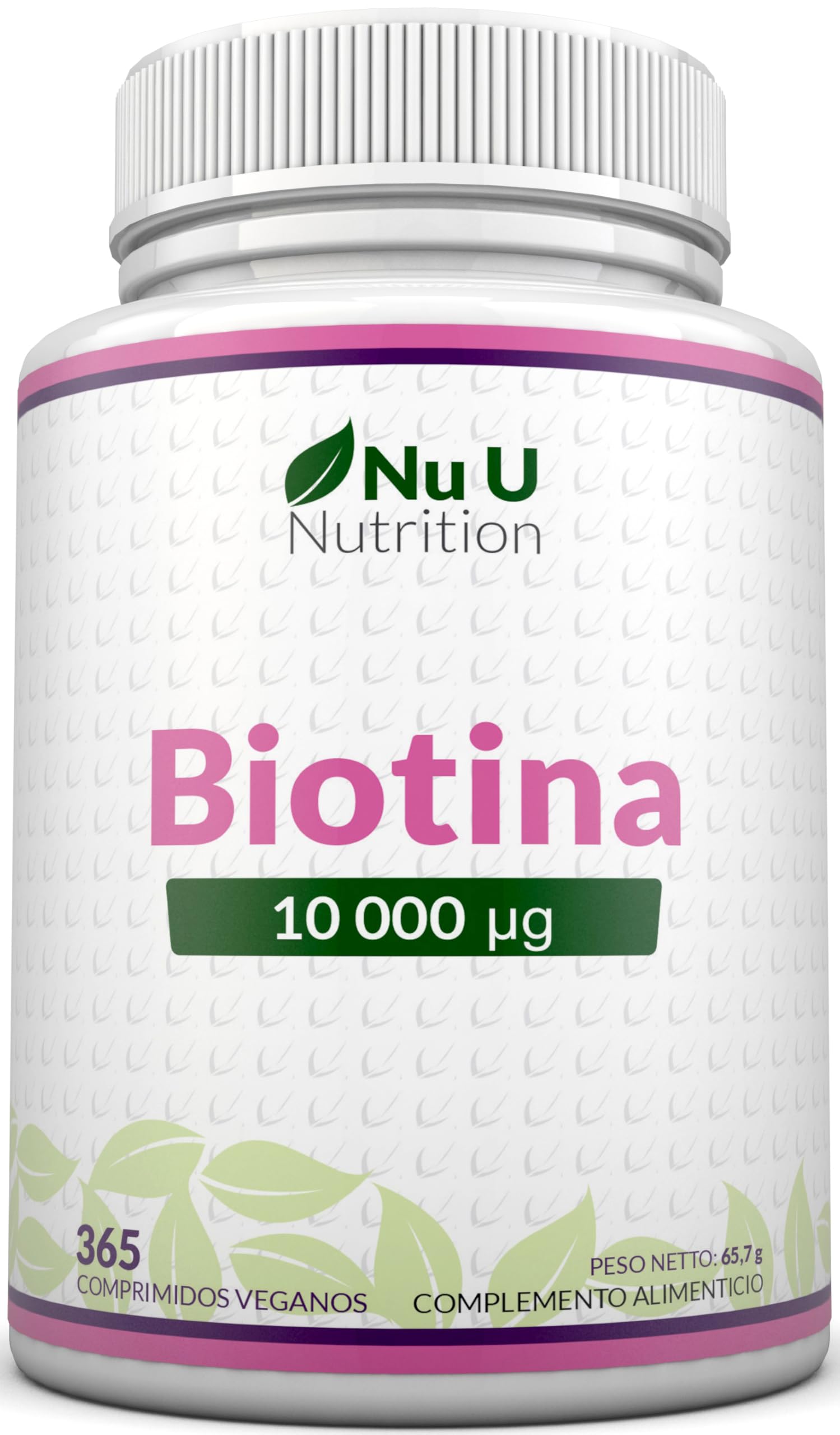 Biotina para el Cabello 10,000 mcg - 365 Comprimidos Veganos - 1 Año de Suministro - Vitamina B7 para Mujer y Hombre - Biotina para Piel, Uñas y Barba - Nu U Nutrition en oferta en Amazon