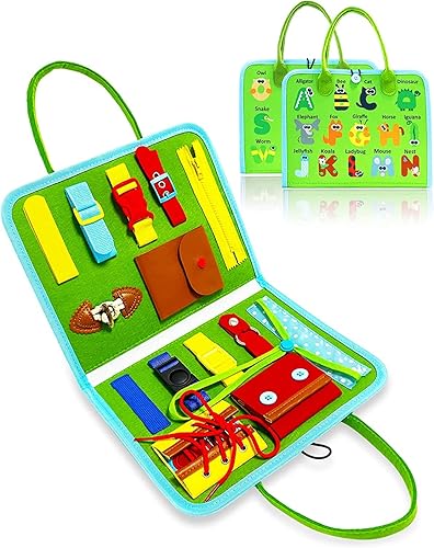 Gojmzo Busy Board Montessori Toys for 1 2 3 Year Old Boys & Girls Gifts, Sensory Toys for Toddlers 1-3, Autism Educational Travel Toys, Preschool