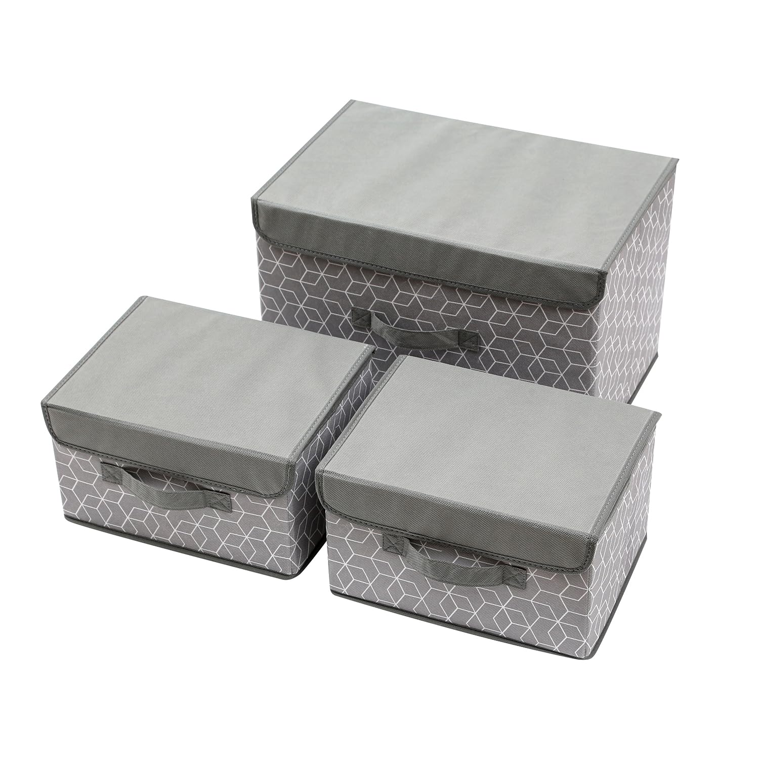House of Quirk 3 Pack Foldable Storage Bin with Lid and Handle, Versatile Storage Baskets Boxes for Toys, Clothes, Papers, Books, Makeups (Grey Cube)-image-39
