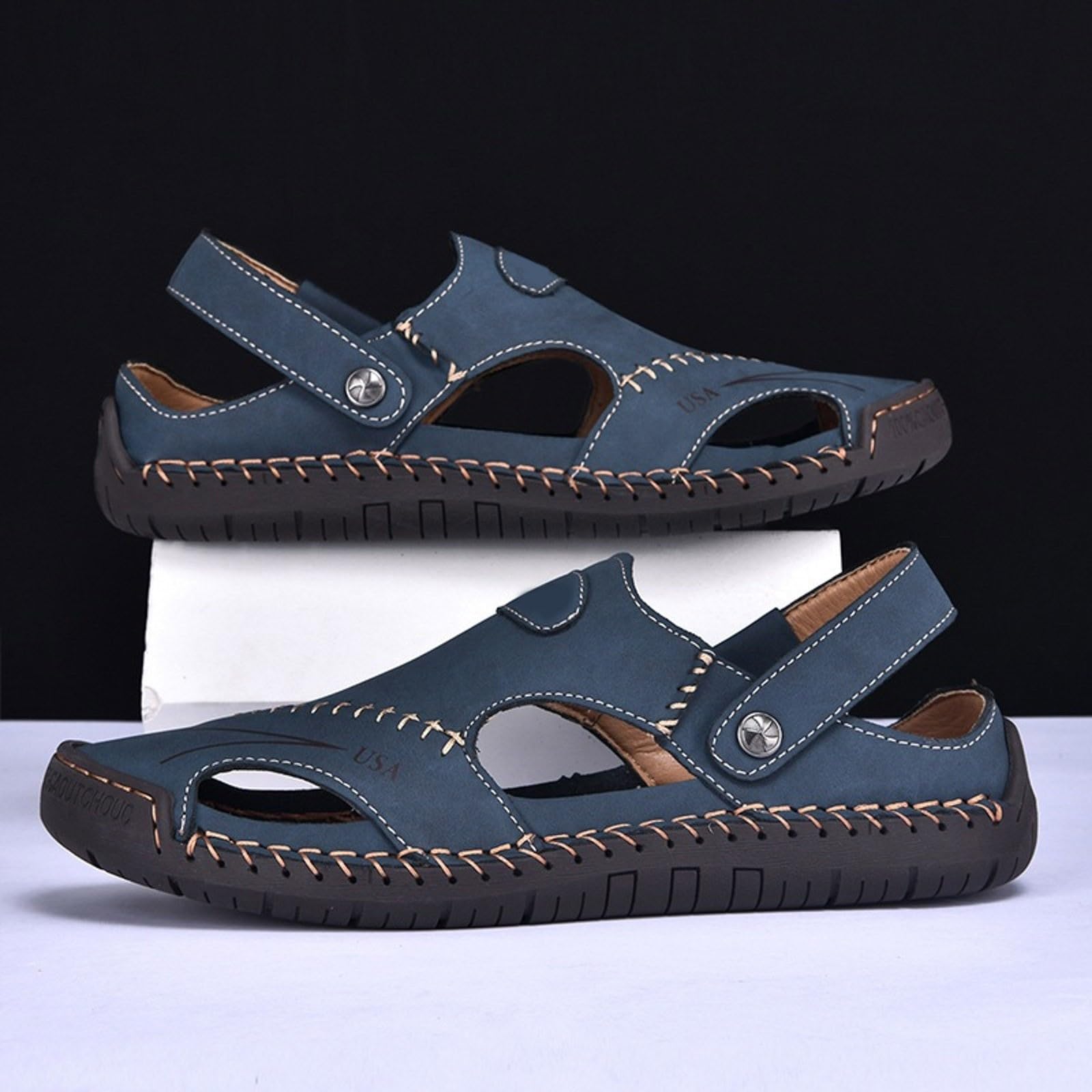 Sandalias Deportivas Hombre-Sandalias de mano transpirables con dos tiras, cómodas, informales, para la playa y el verano.