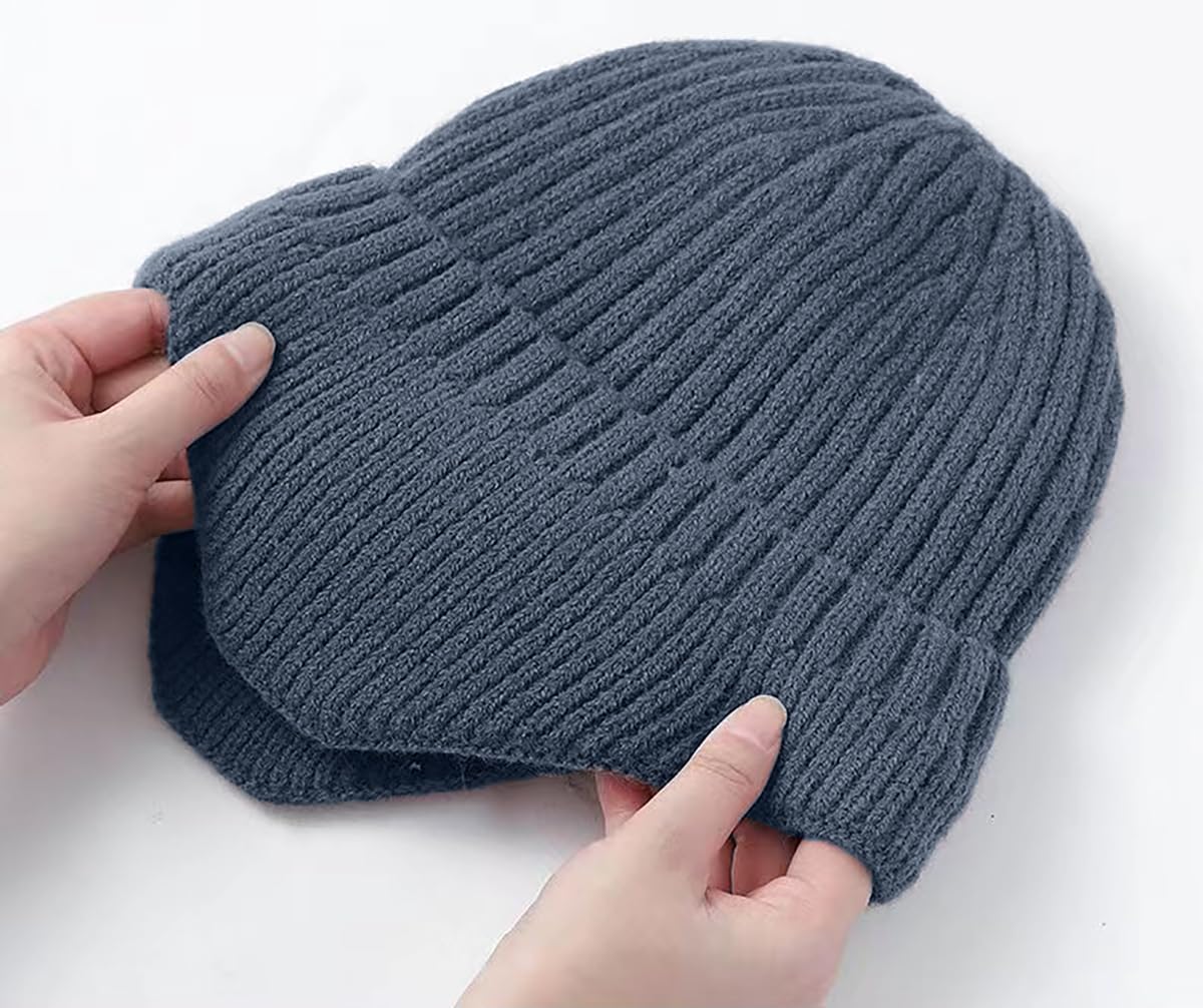SYGA Winter Woolen Hat Men Ears Protection Beanie Knitted Hat Soft Plush Warm Cap (Above 15 Year) Dark Grey - Image 3 thumbnail