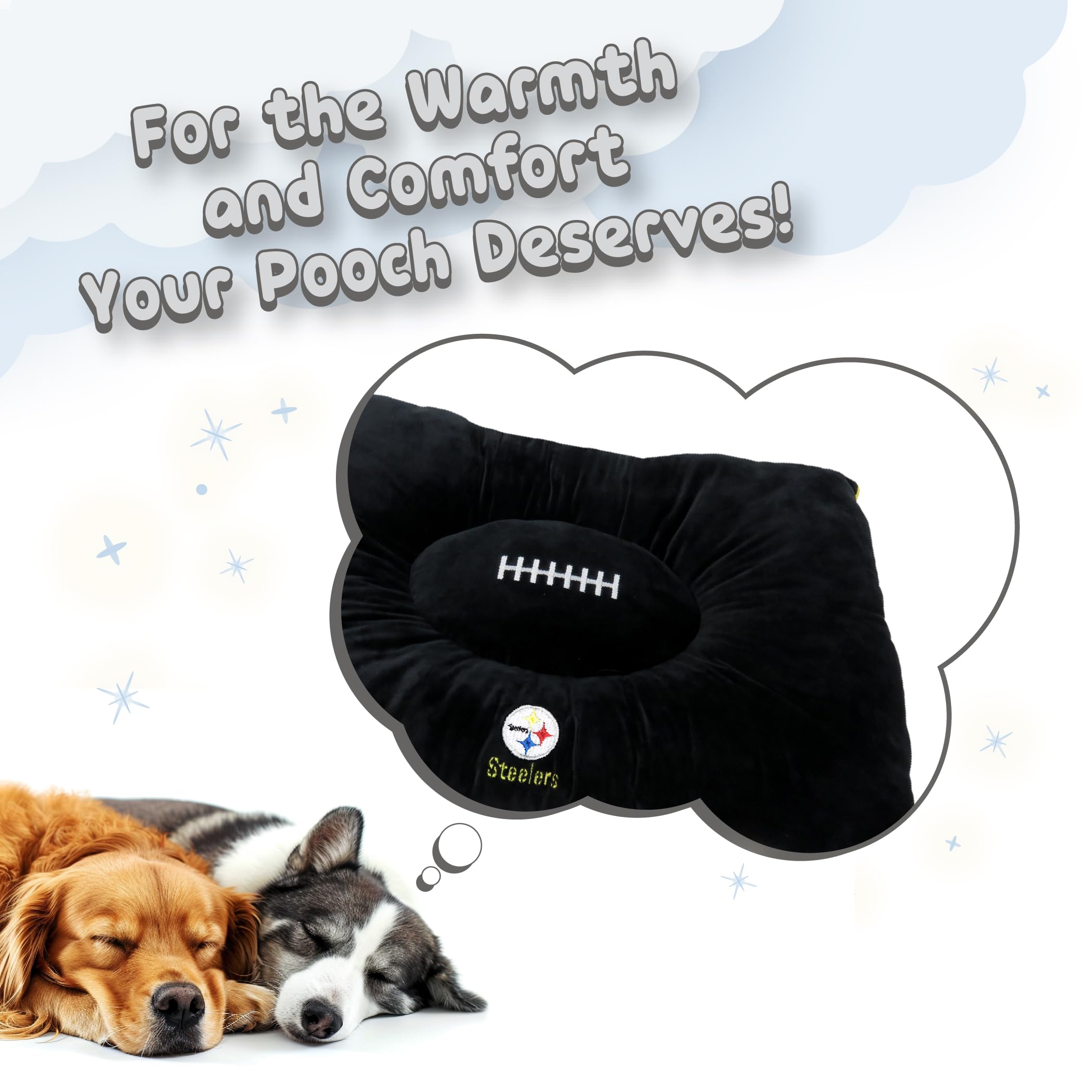 Cuccia NFL – Pittsburgh Steelers Soft & Cozy Peluche Cuscino Letto. – Football Dog Letto. Coccole, Warm Sports Materasso Letto per Gatti e Cani
