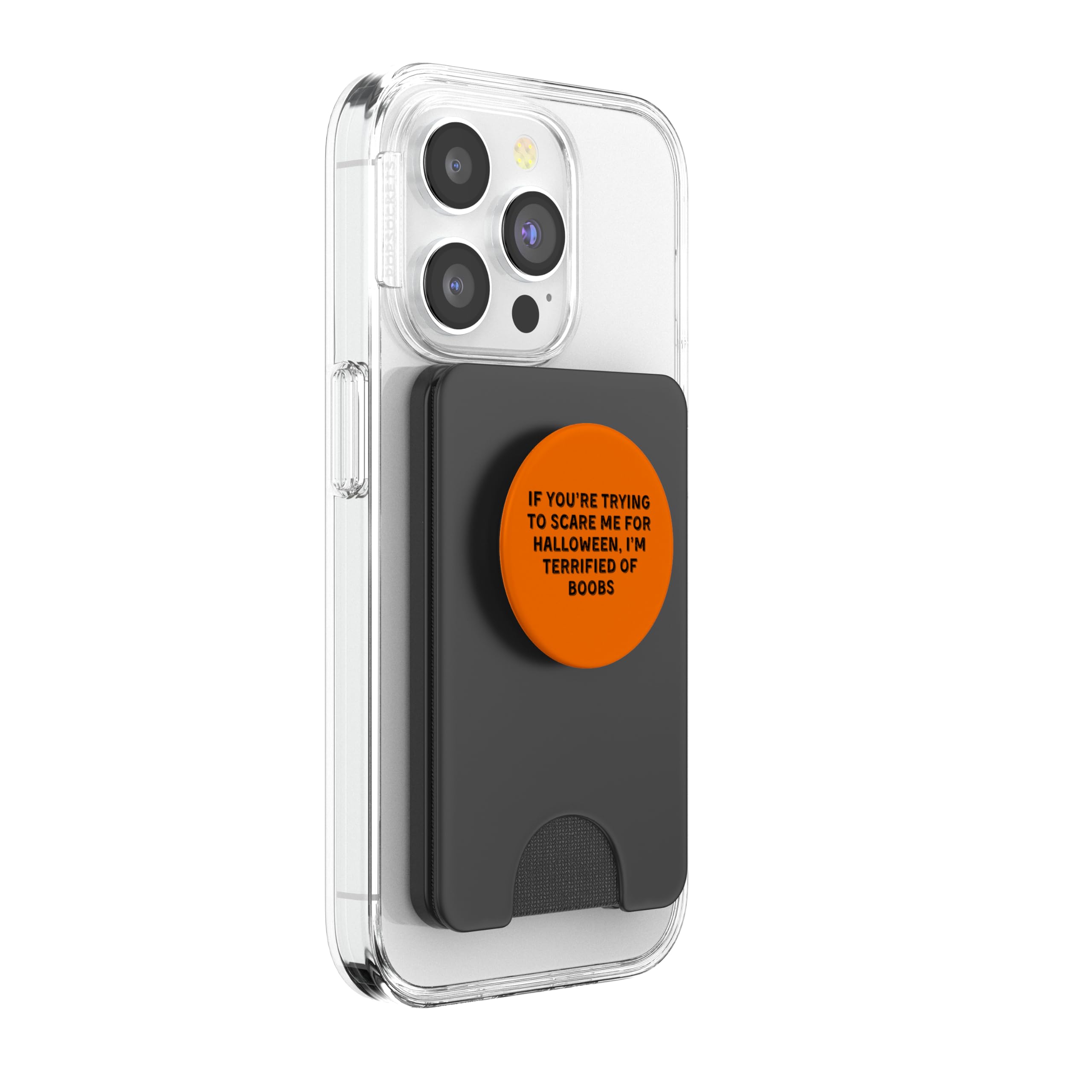 IF YOU'RE TRYING TO SCARE ME, I'M TERRIFIED OF BOOBS PopSockets PopWallet for MagSafe, Black - Image 4