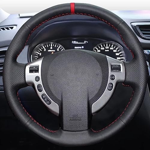 BORATO Cubierta de volante de gamuza negra para coche, para Nissan Qashqai J10 J11 X-Trail T31 NV200 Rogue Accesorios