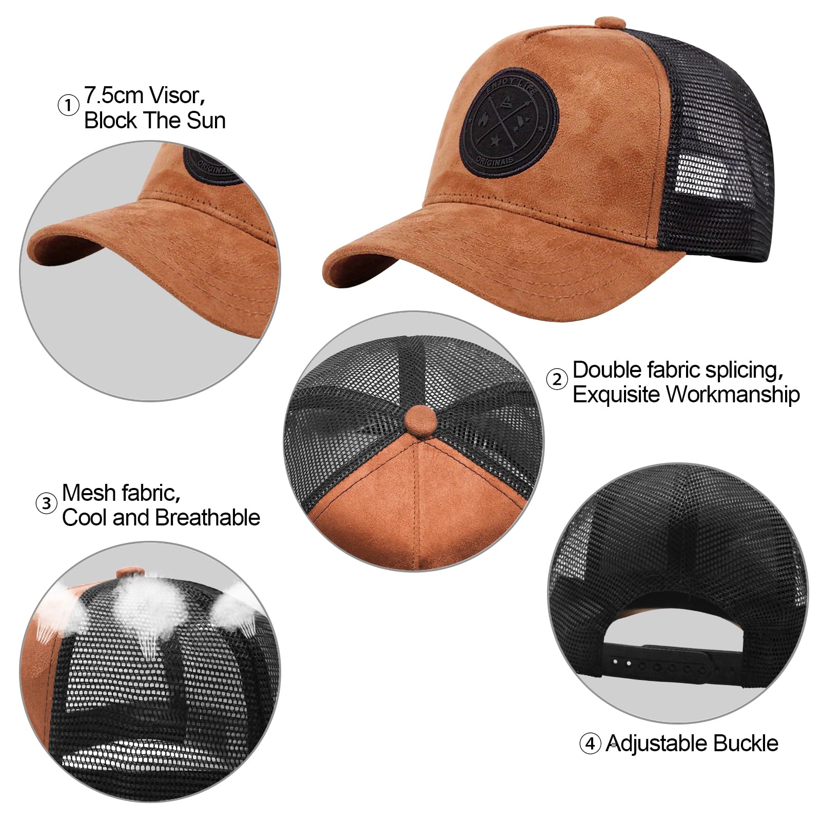 Tiakay Casquette de Baseball Trucker Unisexe Anti-UV - Ajustable avec Boucle en Metal, Maille Brodée pour Sport, Voyages et Outdoor d'Été | Streetwear Premium - 3