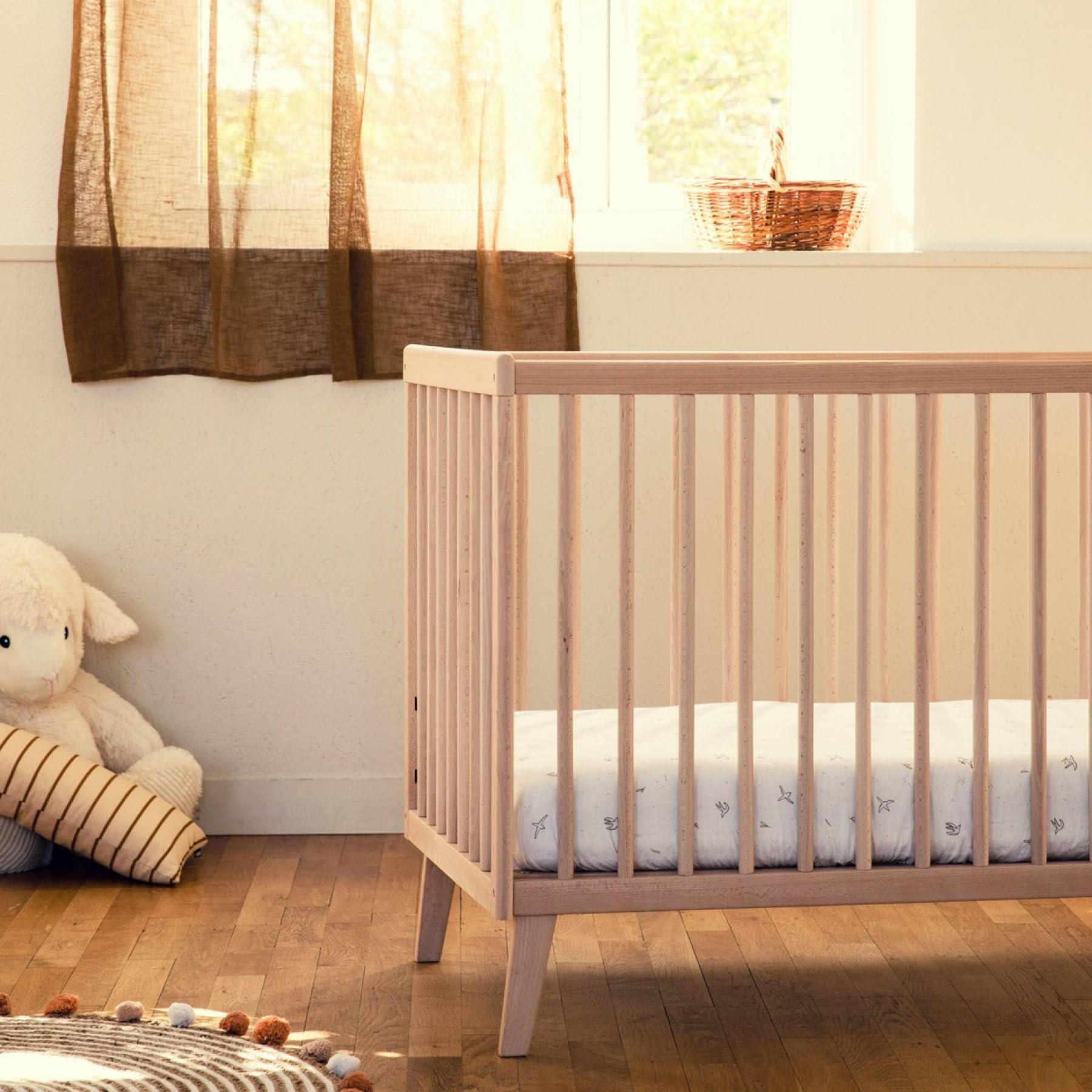 Kadolis - Cuna evolutiva 70x140 cm de Haya Maciza Turia - Cuna con barrotes transformable y Ajustable