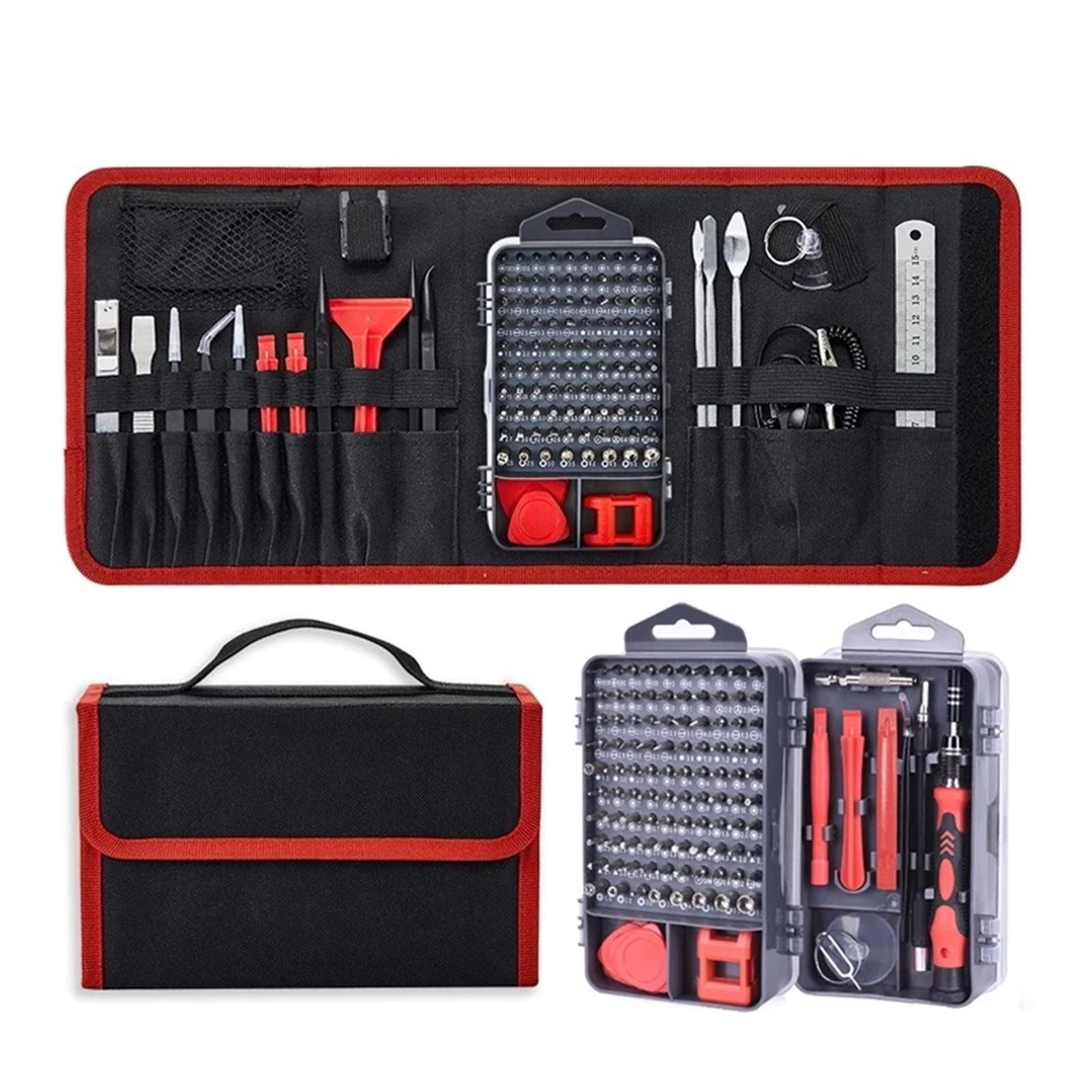 Przenośny zestaw wkrętaków Zestaw wkrętaków 135 w 1 wkrętak precyzyjny bity magnetyczne DIY telefon Laptop zestaw narzędzi do naprawy (Color : RED)