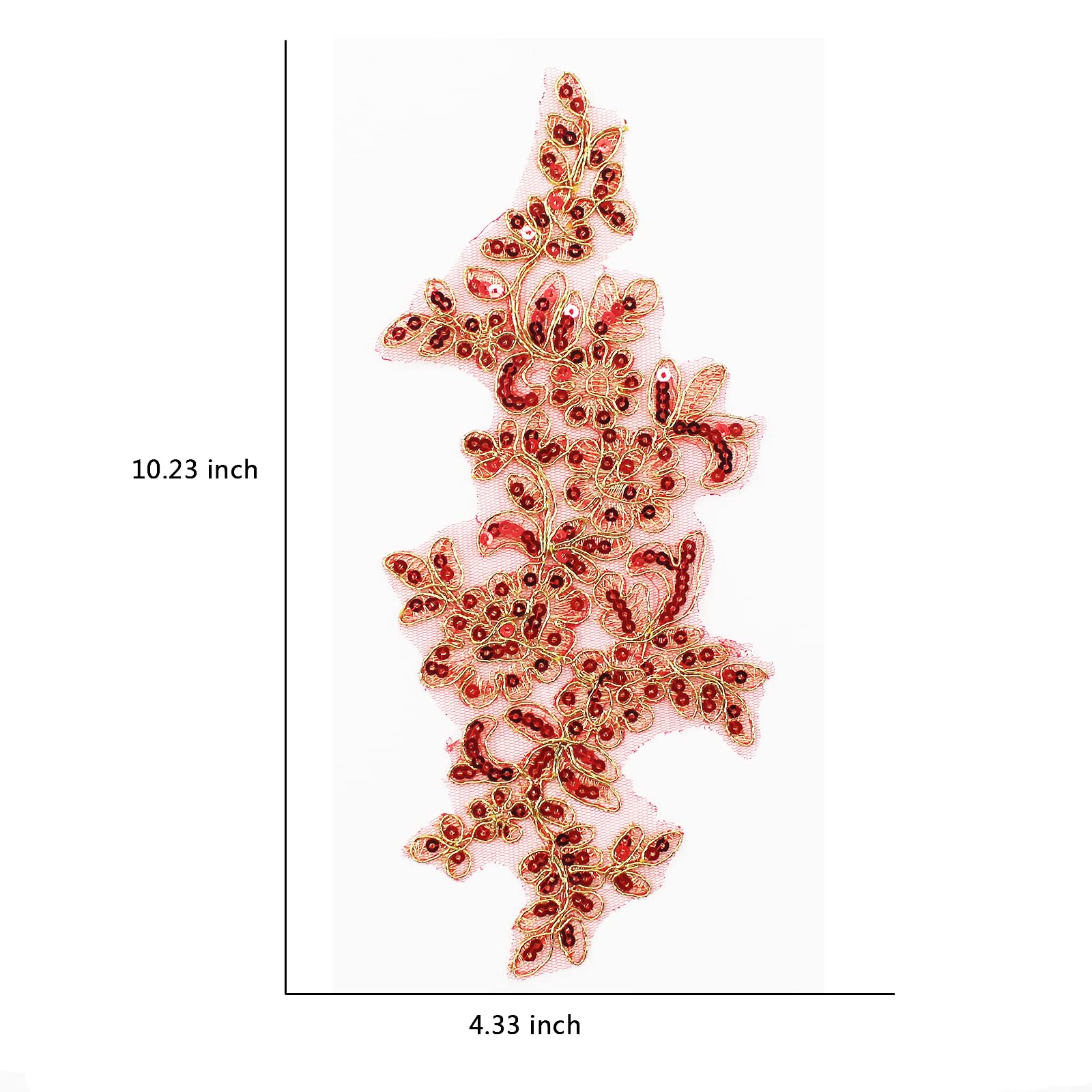 Toppe In Pizzo Dorato A Forma Di Fiore - 2 Paia Con Paillettes Per Cucito E Decorazioni