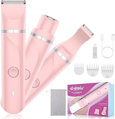 Maquinilla de afeitar eléctrica para mujer, 3 en 1, impermeable, para uso húmedo y seco, depilación facial sin dolor para mujeres, afinador de vello